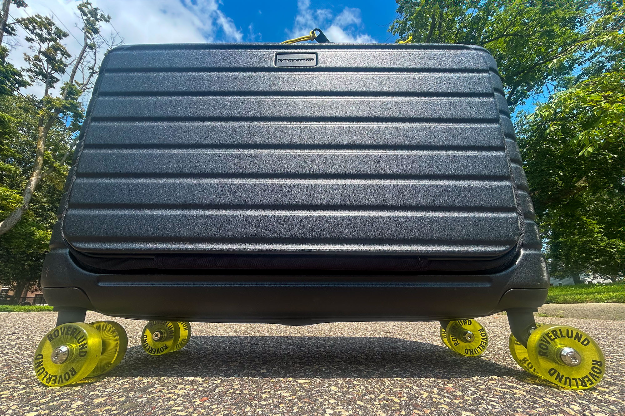 roverlund ready to roll carry-on case outside on street