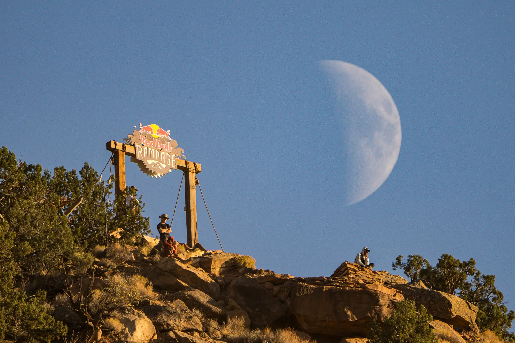 Moon over the course during day 3 practice at Red Bull Rampage inSt. George, Utah, USA on October 9, 2024. 