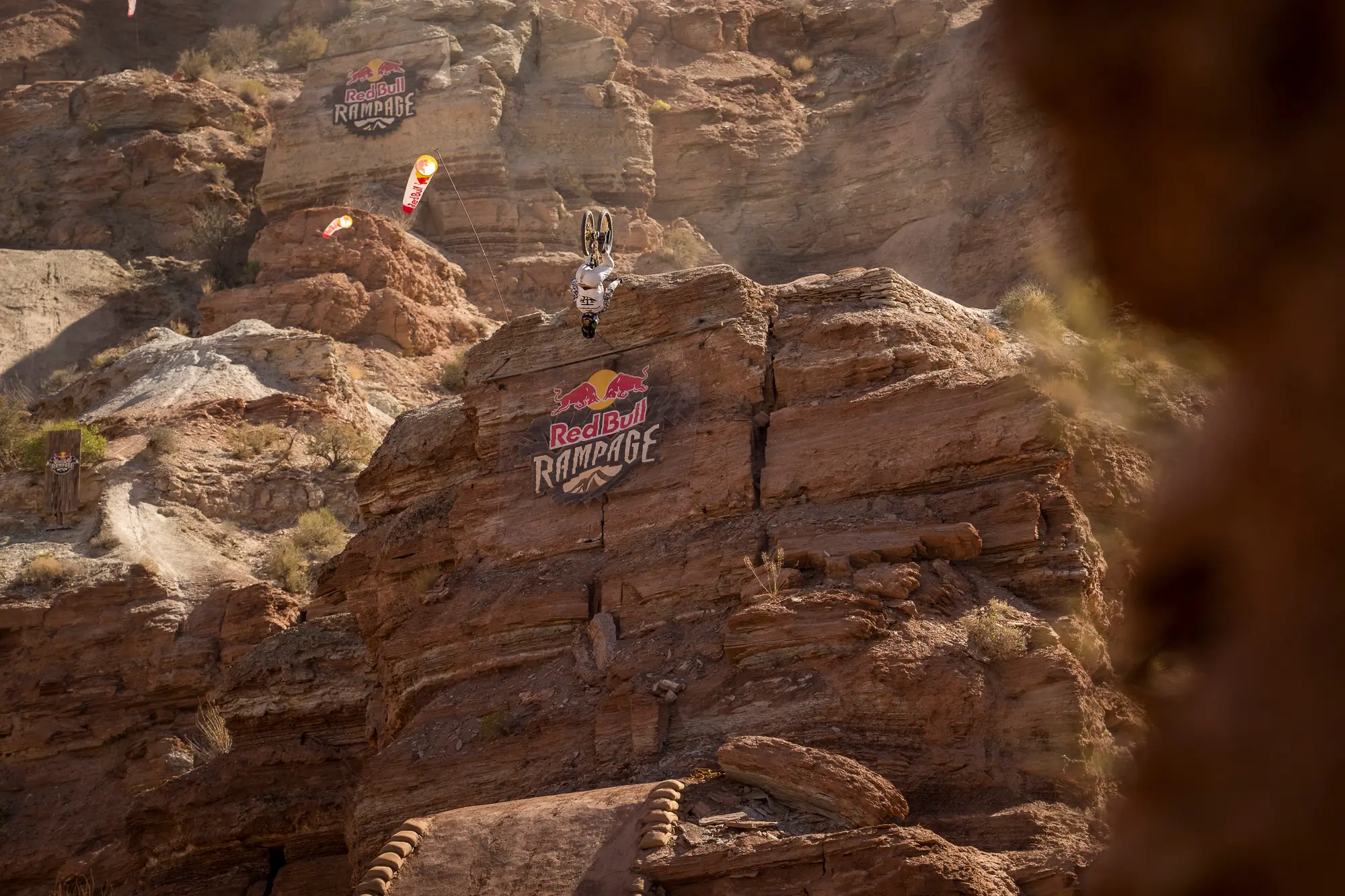 Tom Van Steenbergen rides during the finals of the Red Bull Rampage in Virgin, Utah, USA on October 12, 2024. 
