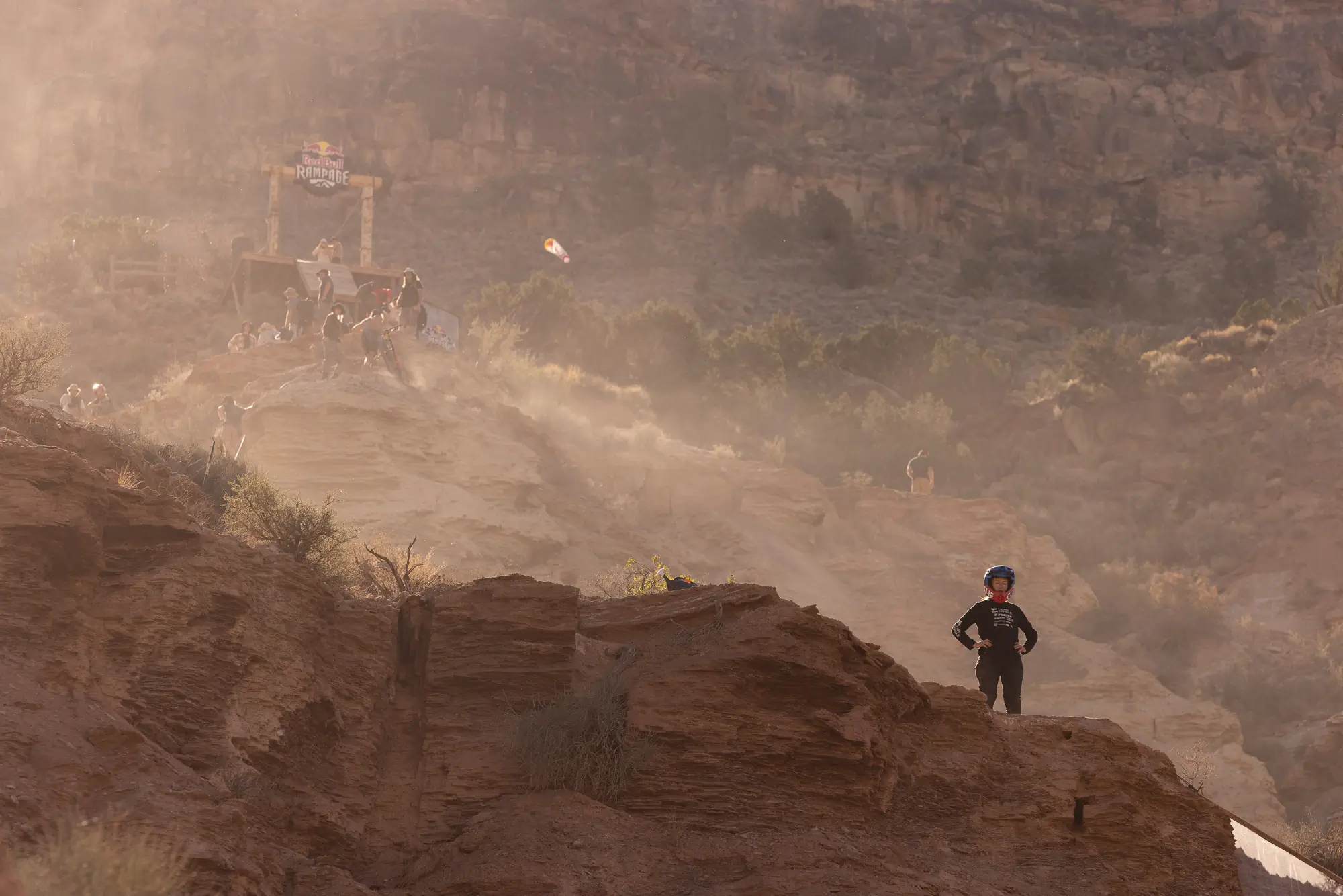 Casey Brown survey's her line at Red Bull Rampage in Virgin, Utah October 7th, 2024 
