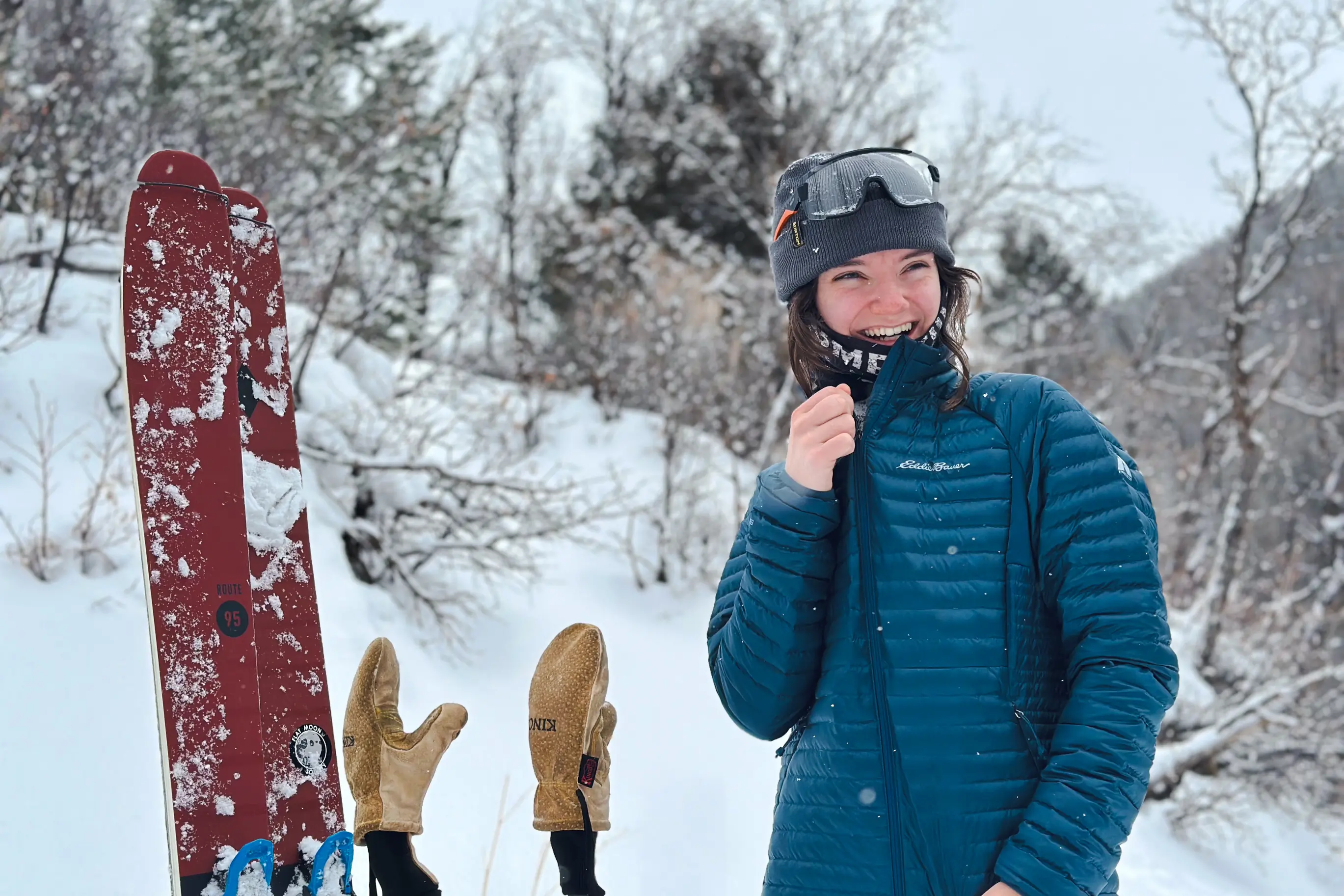 testing women's down jackets backcountry skiing - Meghan LaHatte