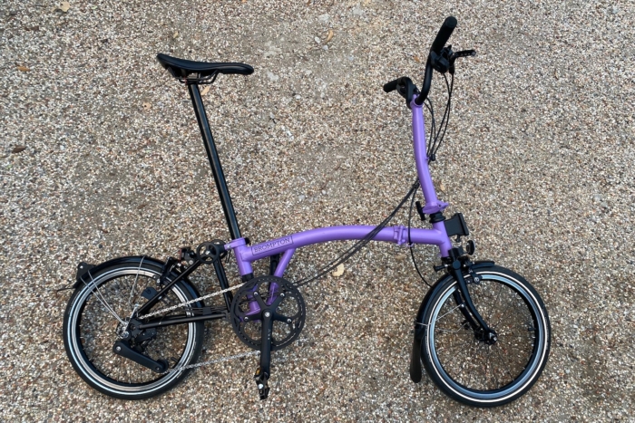 Side view of the Brompton P-Line Explore folding commuter bike