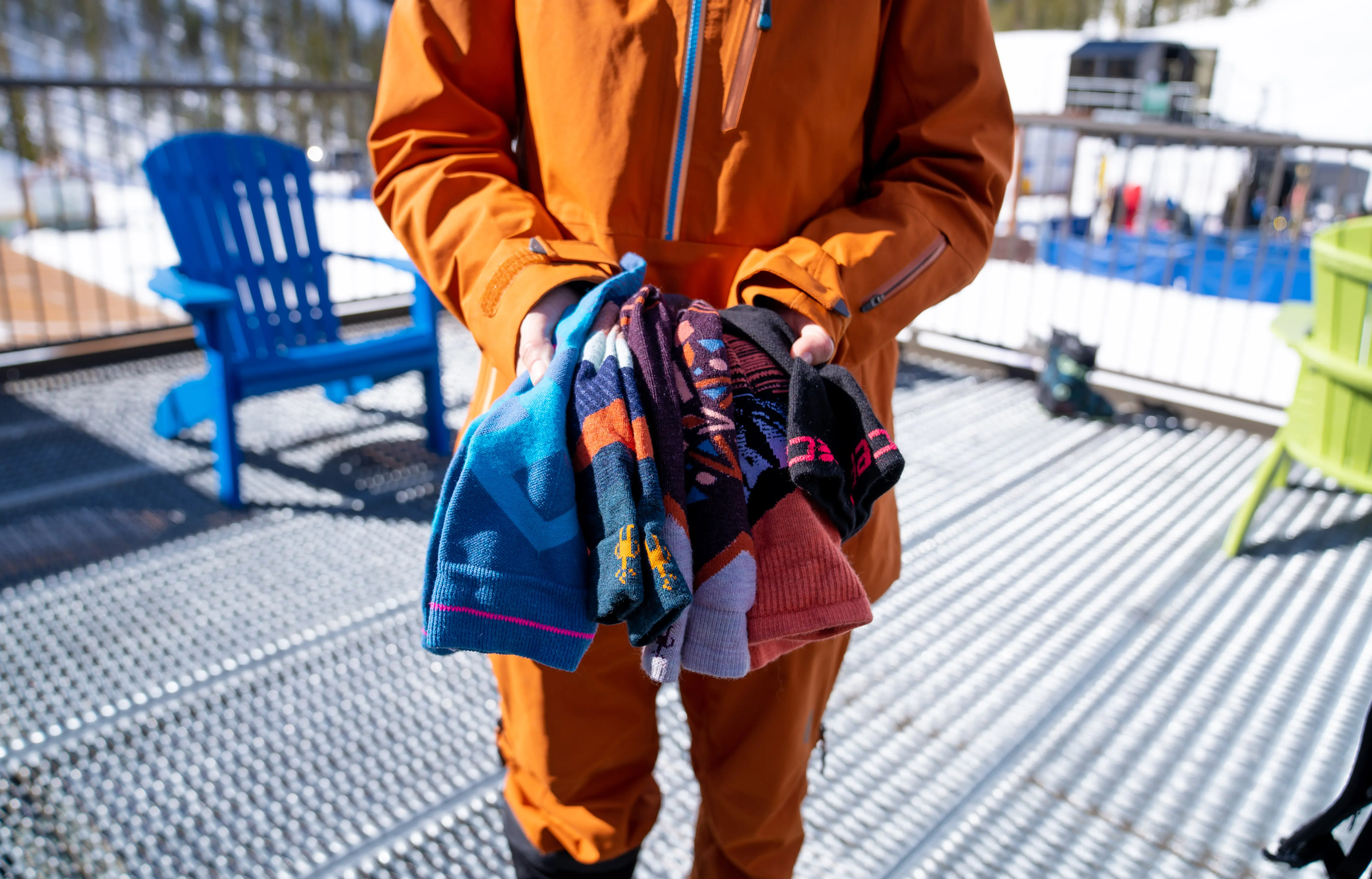 A variety of densities, textiles, lengths, and cushions exist across ski sock designs; (photo/Eligh Purvis)