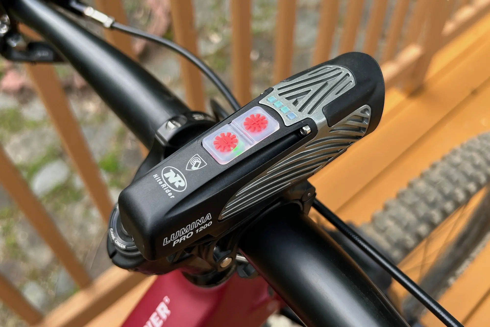 The Niterider Lumina Pro 1200 mounted on a handlebar