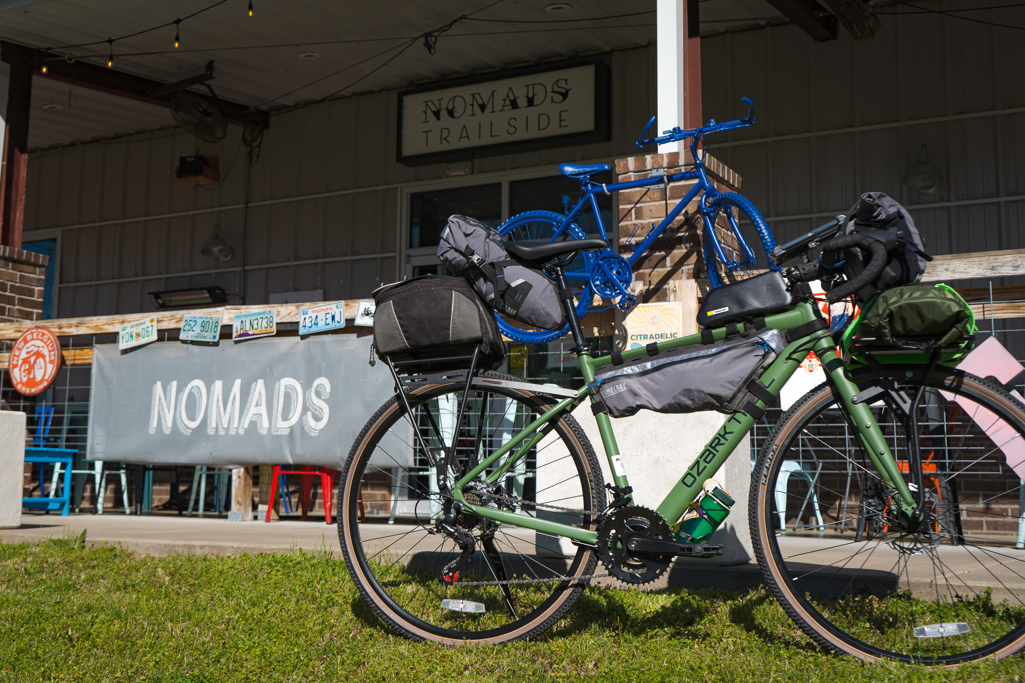 Cycling oriented business along a route in Northwest Arkansas