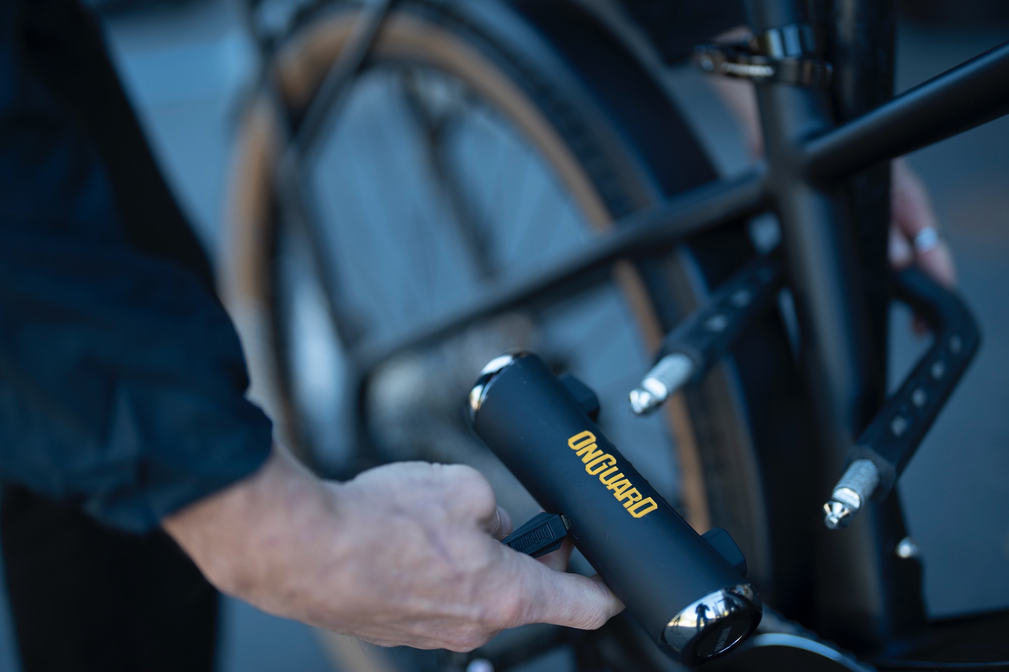 Locking up a bike with the OnGuard RockSolid U-lock