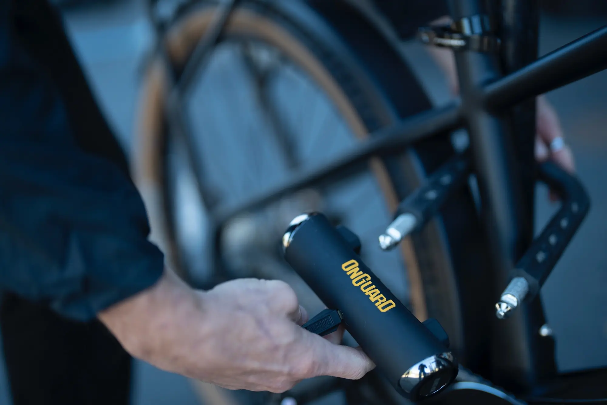 Locking up a bike with the OnGuard RockSolid U-lock