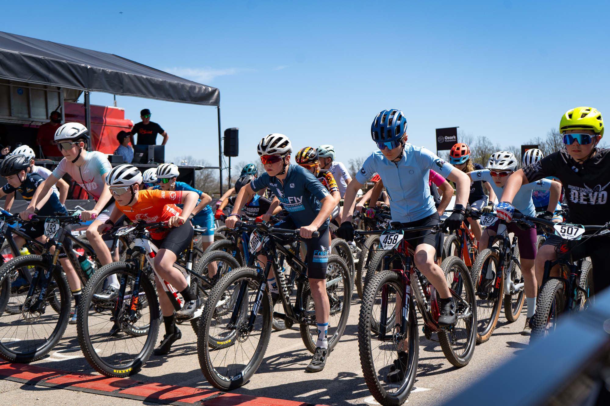 Junior racers at a MTB race in Northwest Arkansas
