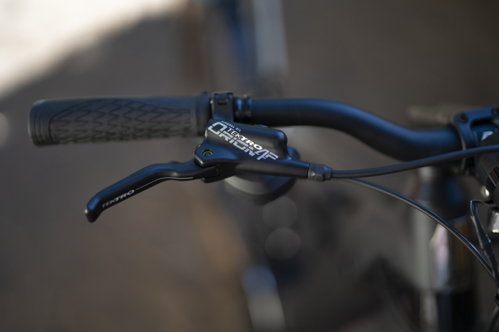 Looking at the hand grip and brake lever of the Ride1Up Prodigy V2