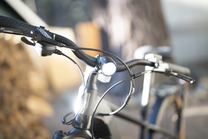 looking at the headlight of the Ride1Up Prodigy V2