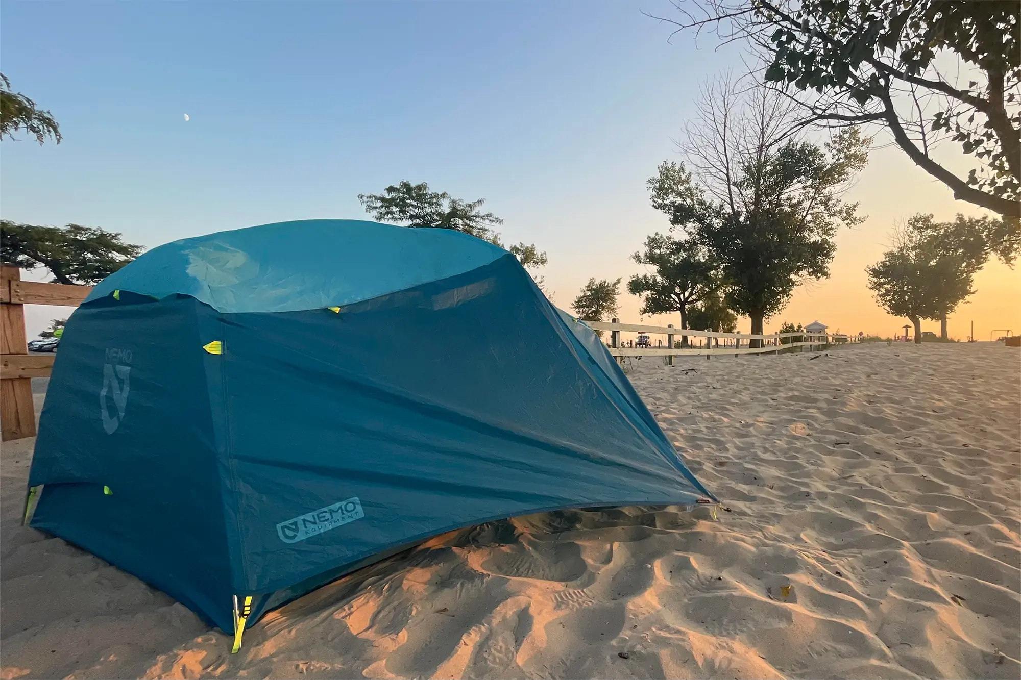 beach camping with nemo aurora 2 tent