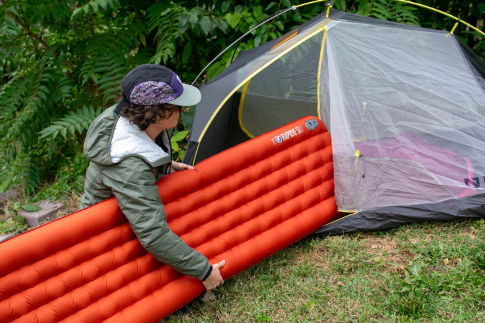 setting up the big agnes rapide sl inside the tent