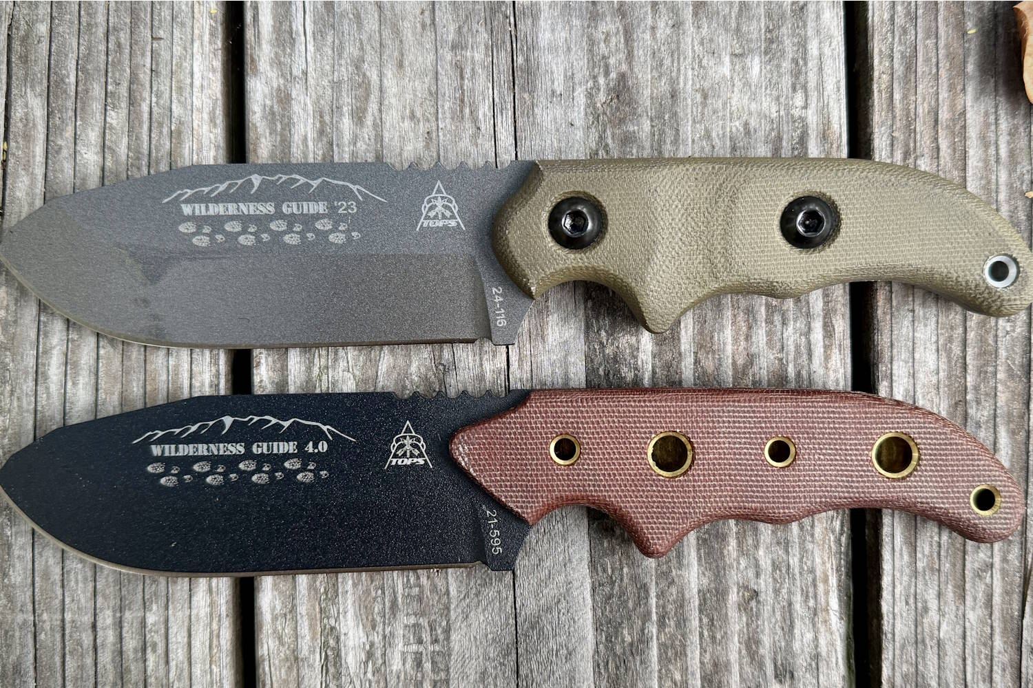 A side-by-side comparison of two knives WG23 and WG 4.0