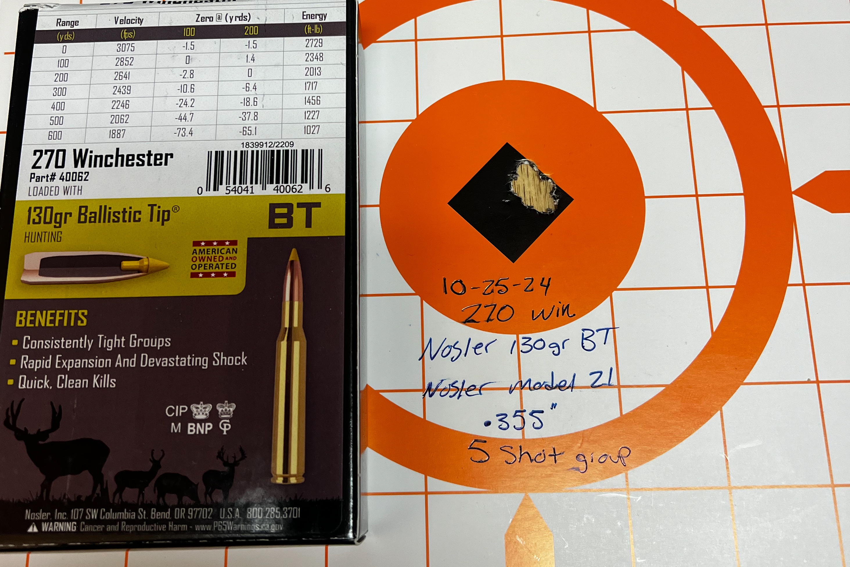 Nosler M21 Carbon Shot Group