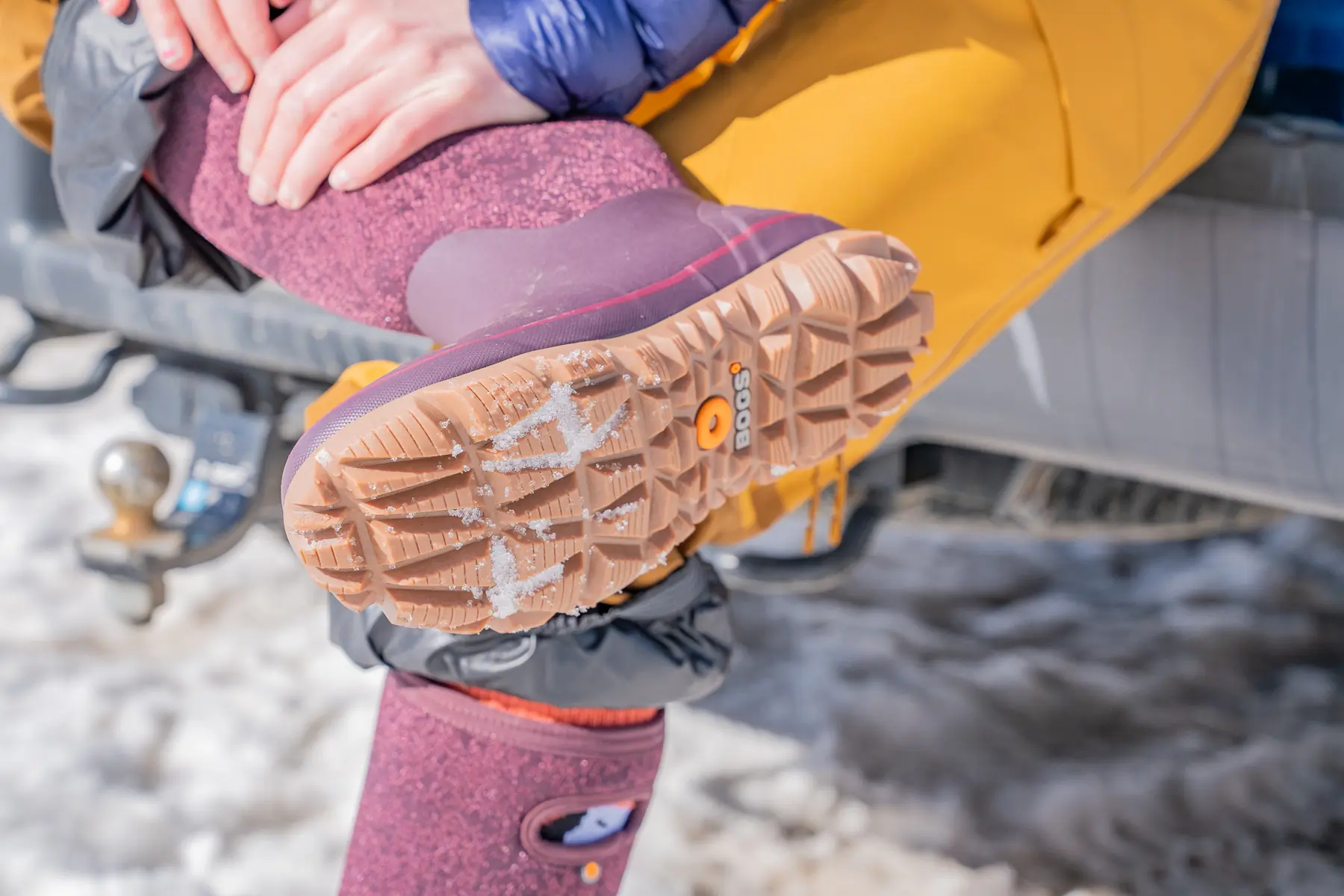 The Bogs Footwear Whiteout Faded have deep, pointed lugs for traction in addition to a slip-resistant rubber outsole; (photo/Eric Phillips)
