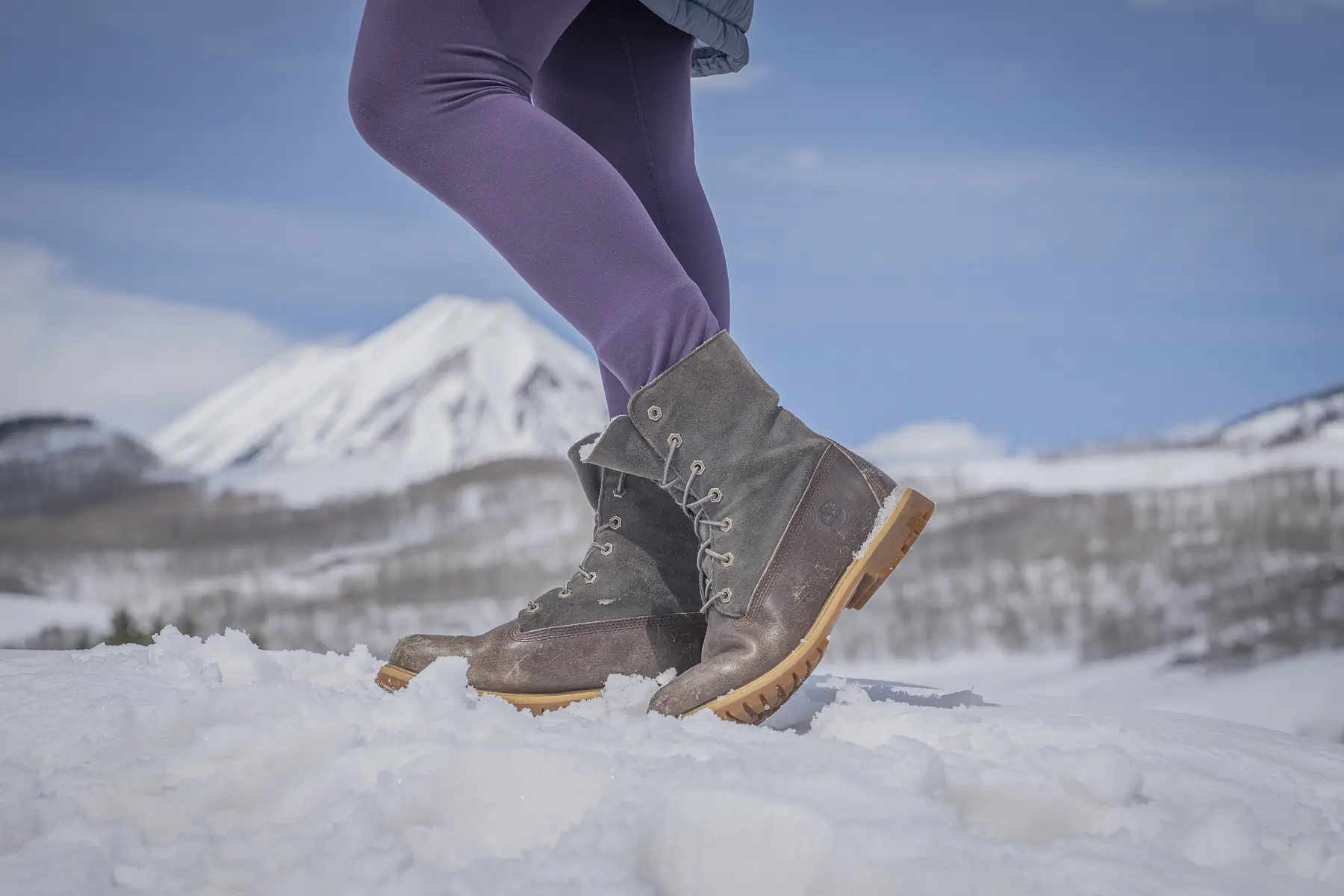 The  Timberland Authentics Waterproof Roll-Top Boot are our favorite work boot style winter boot with a streamlined neck and load of insulation; (photo/Eric Phillips)