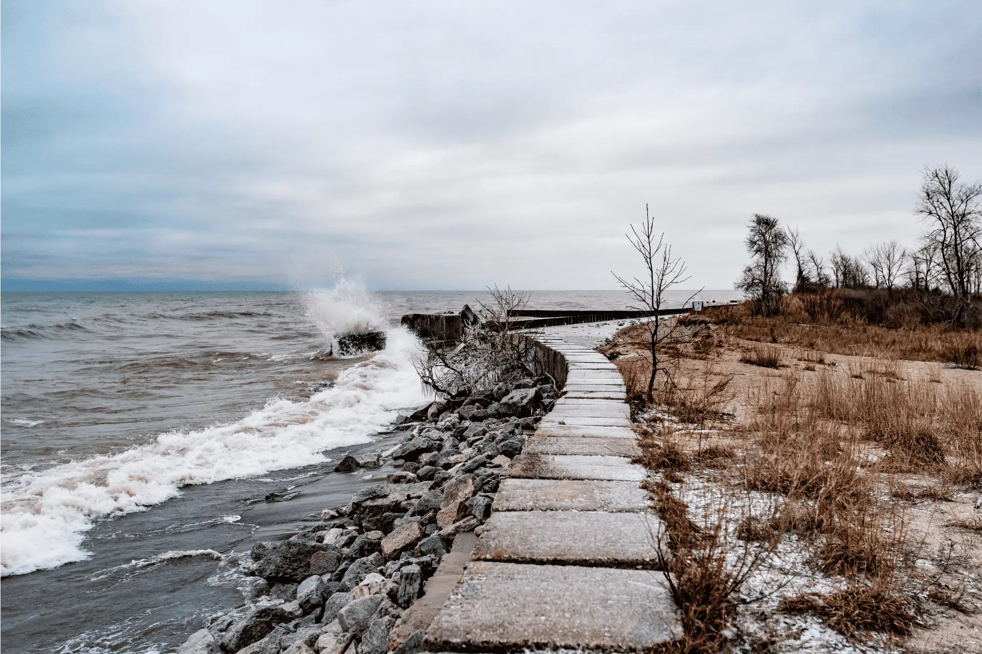 Waves on Lake Michigan in Illinois State Beach Park