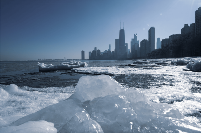 Snowy Chicago in the winter