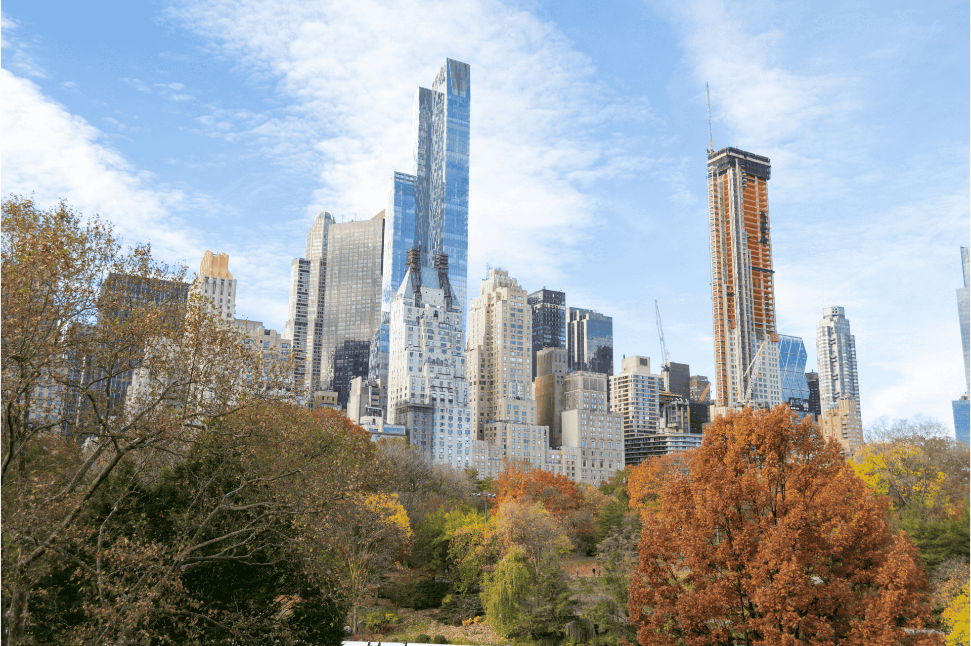 The Manhattan skyline seen from inside Hallett Nature Sanctuary