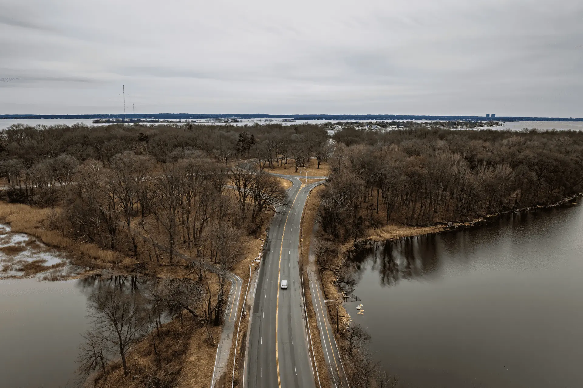 Aerial shot of Pelham Bay Park