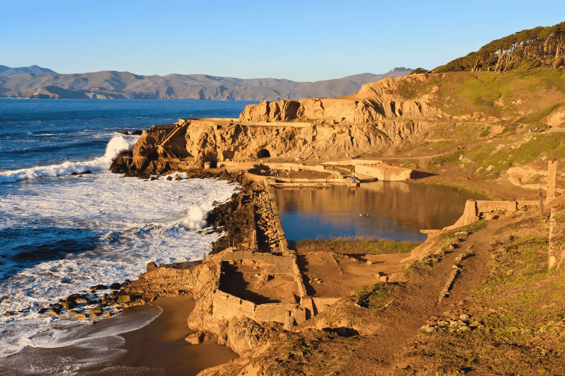 Ruins of the Sutro Baths as seen from Lands End hike