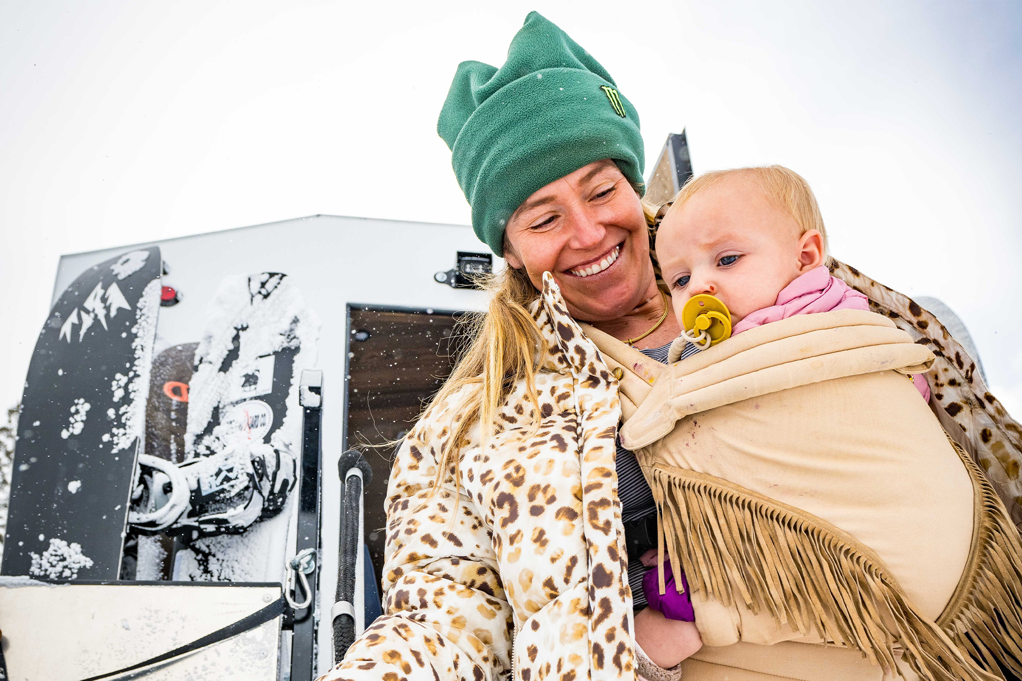 Jamie Anderson and her baby