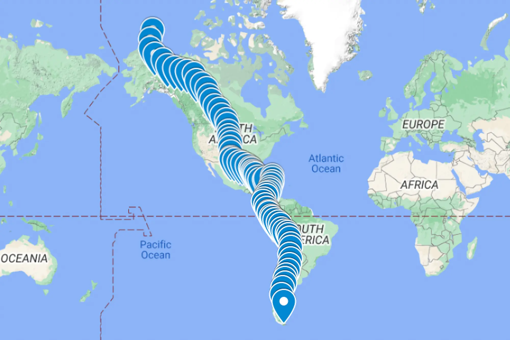 Bond Almand's record-breaking Pan-American Highway route