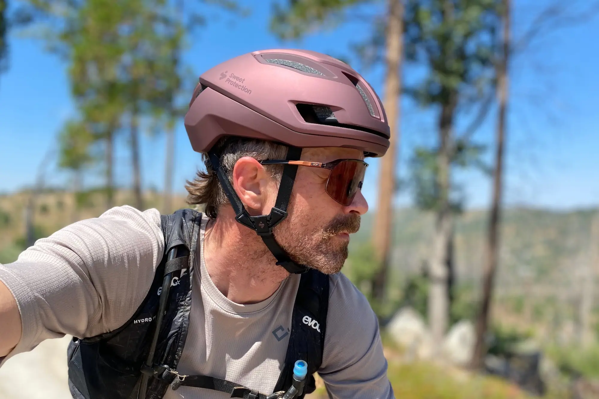 Wearing the Sweet Protection Falconer 2Vi MIPS on a gravel ride