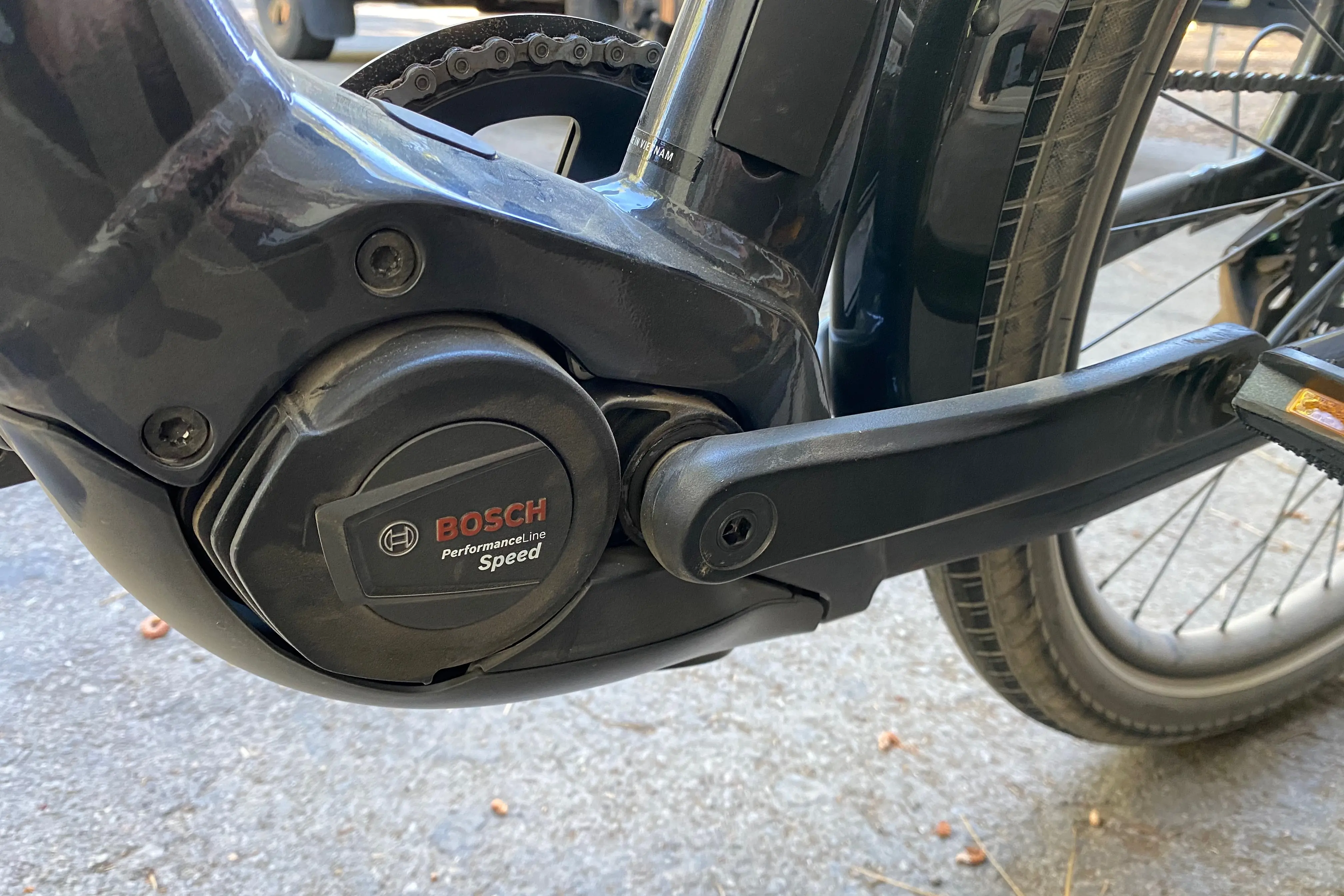 The Bosch Performance Line Speed mid-drive motor on the Trek Allant+ 7S Gen 2