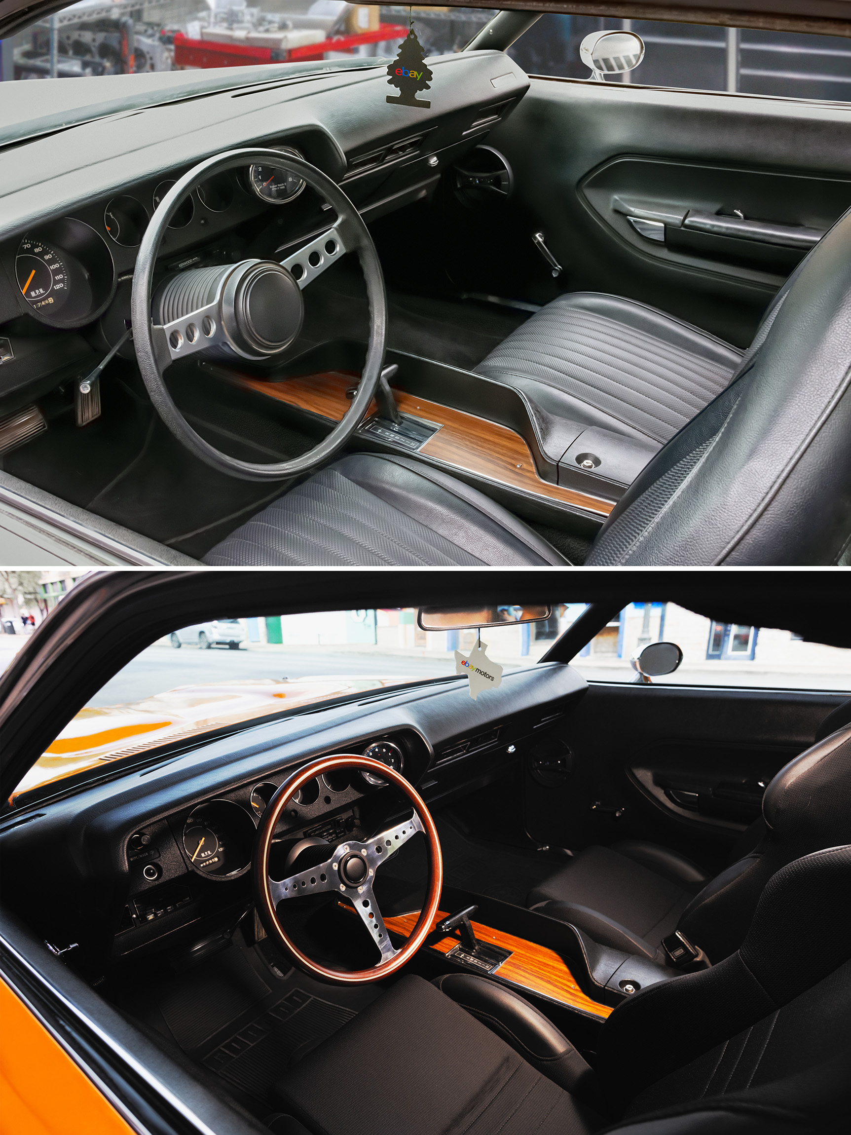 1973 Plymouth Barracuda interior comparison before and after restoration-modification