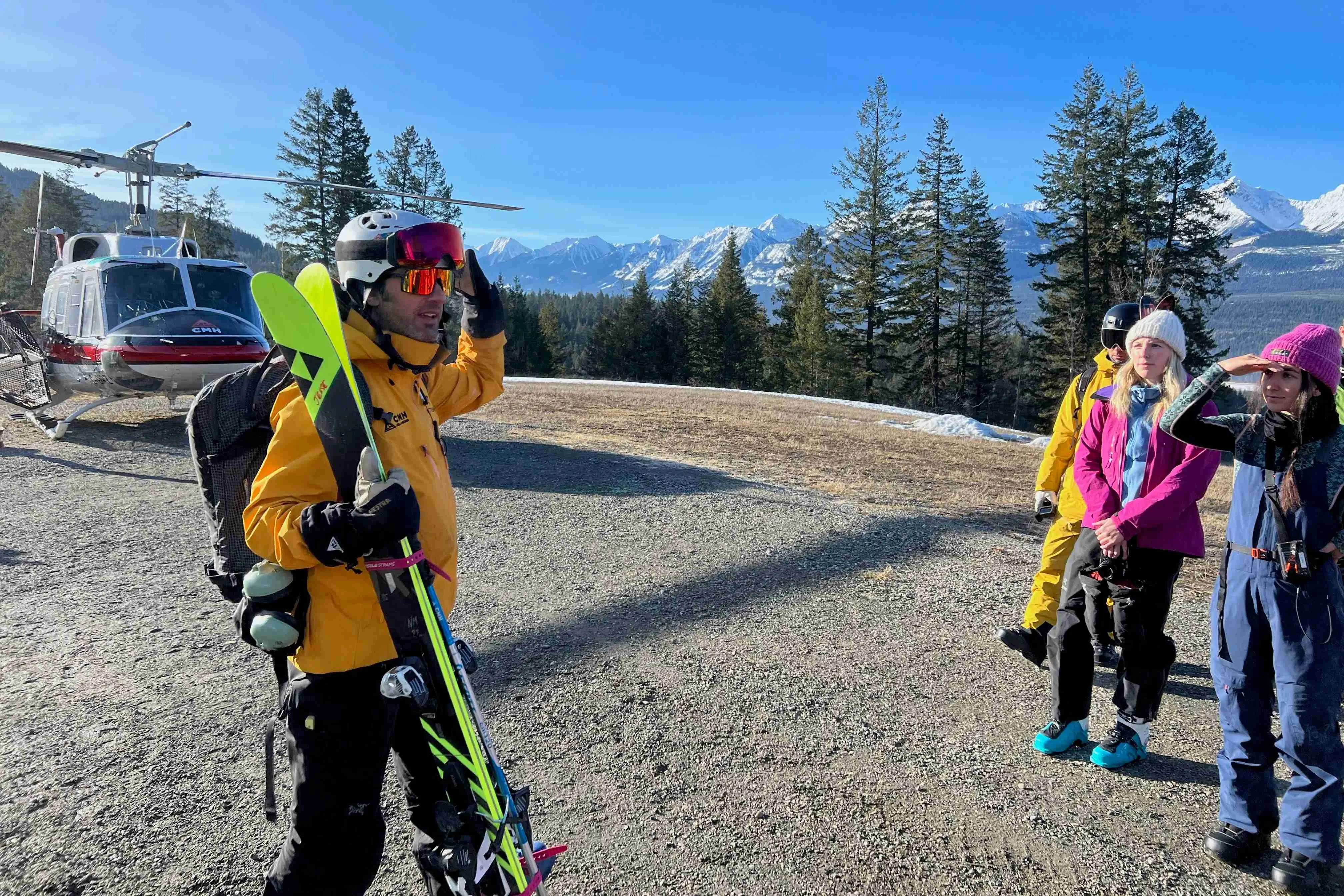 heli ski guide helicopter skiing