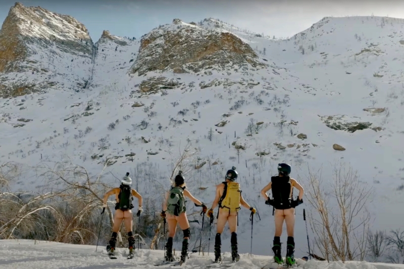 Sending It in the Nude: Watch Naked Skiing at Terminal Couloir