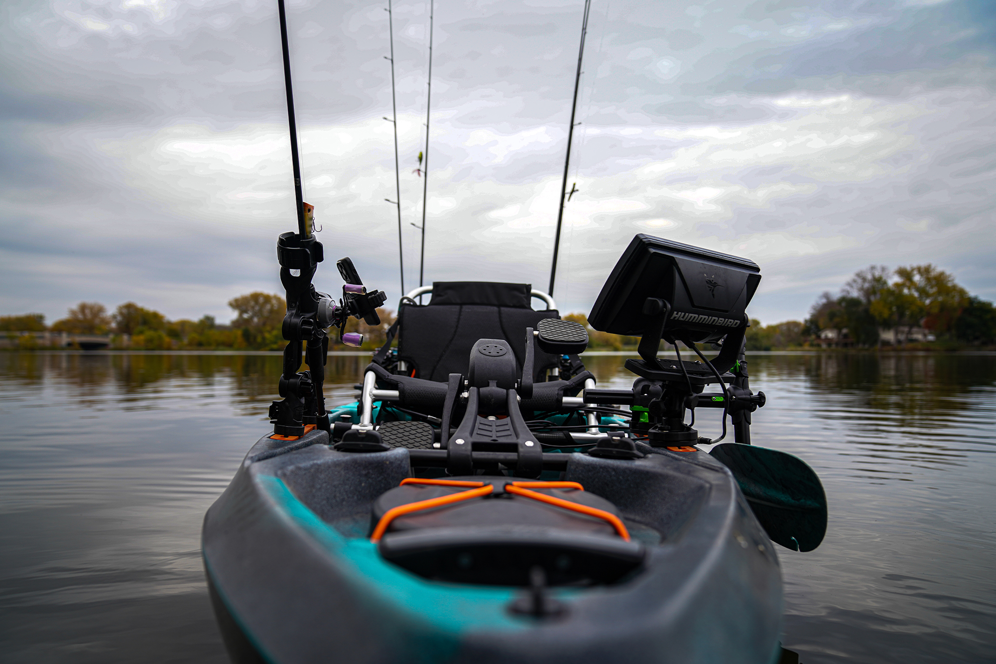 fishing kayak full of equipment