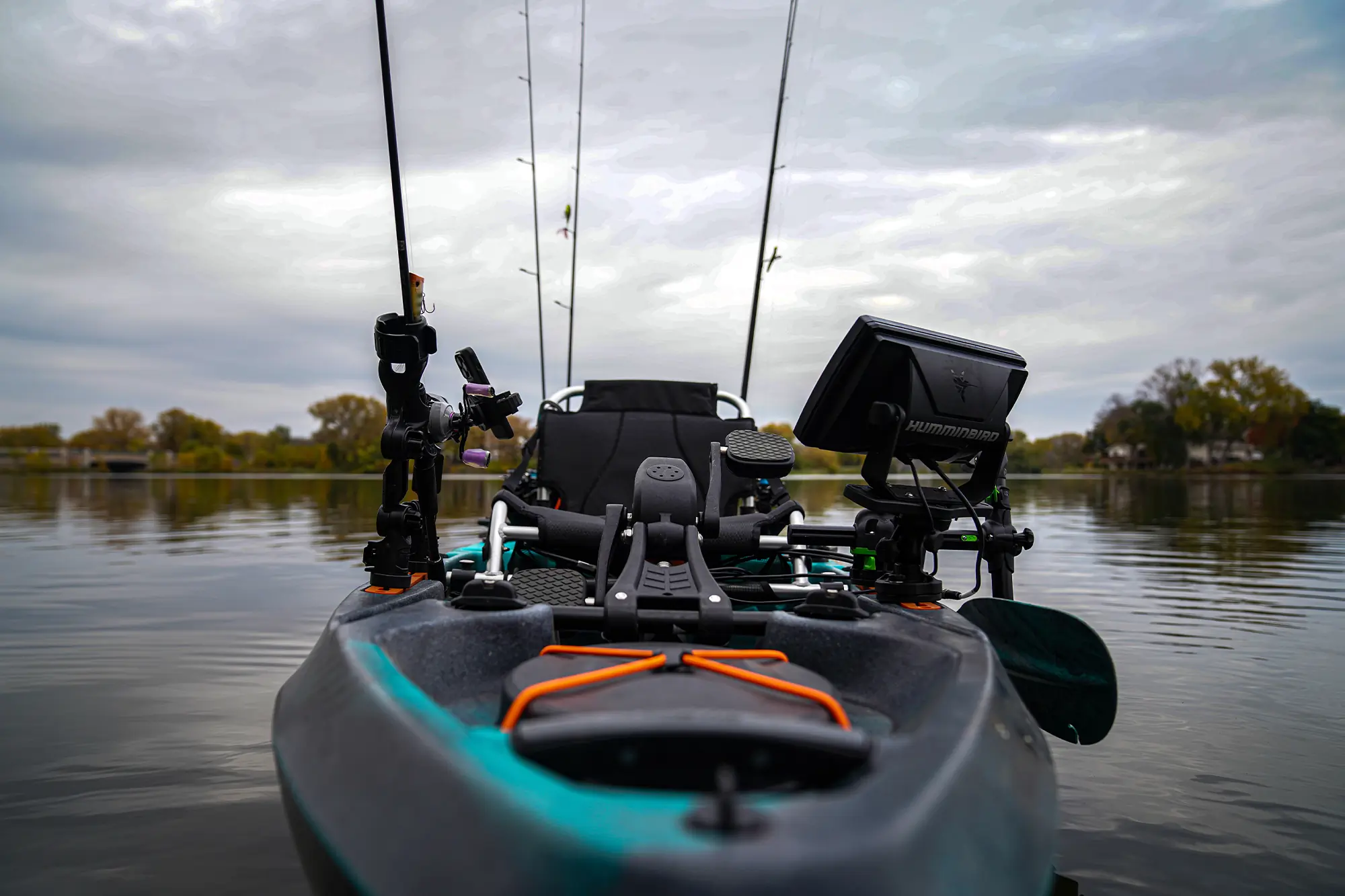 fishing kayak full of equipment
