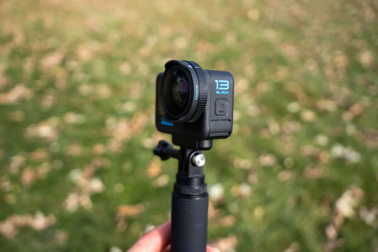 A GoPro HERO13 Black with a Macro Lens Mod attached