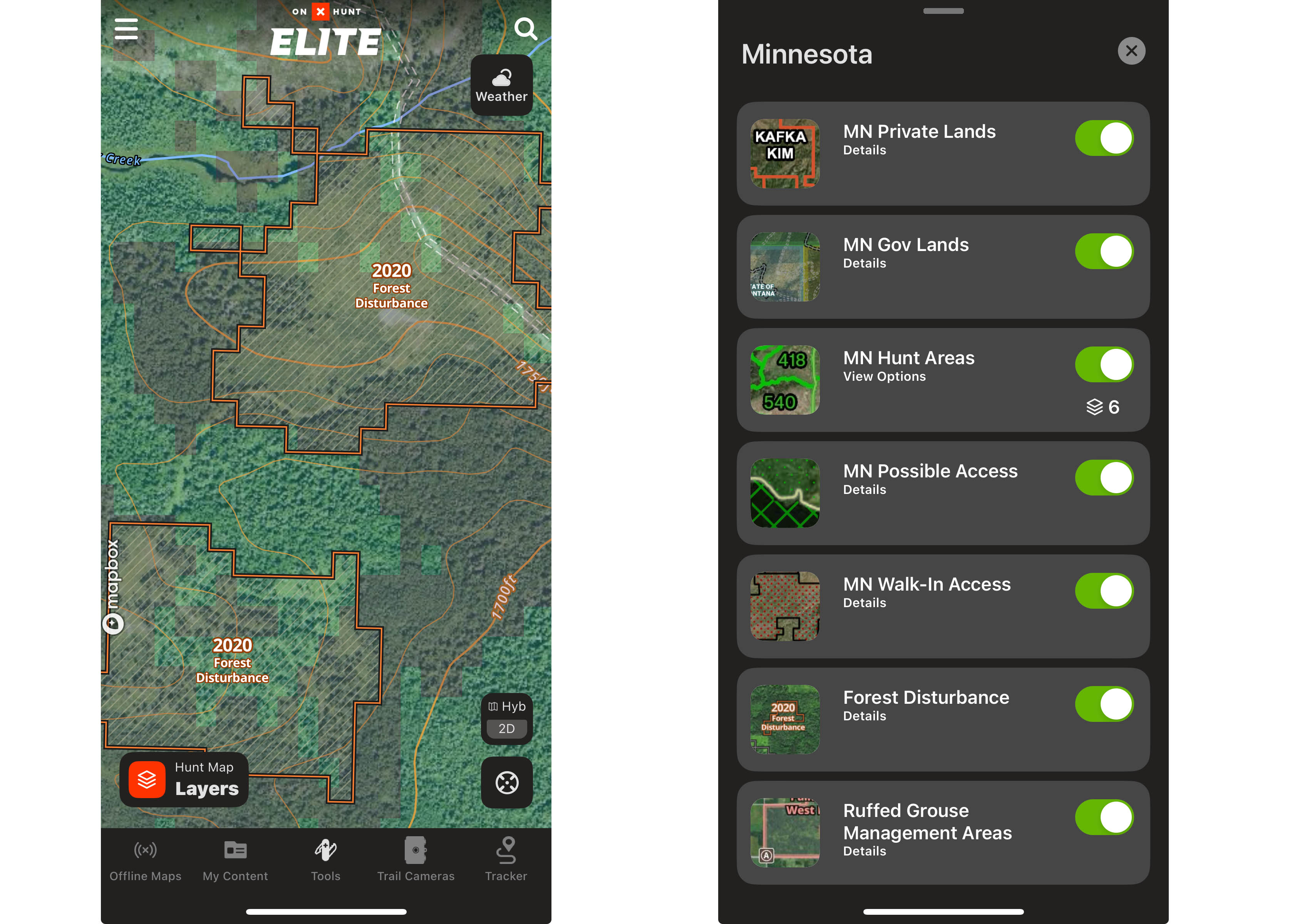 onX state specific layers