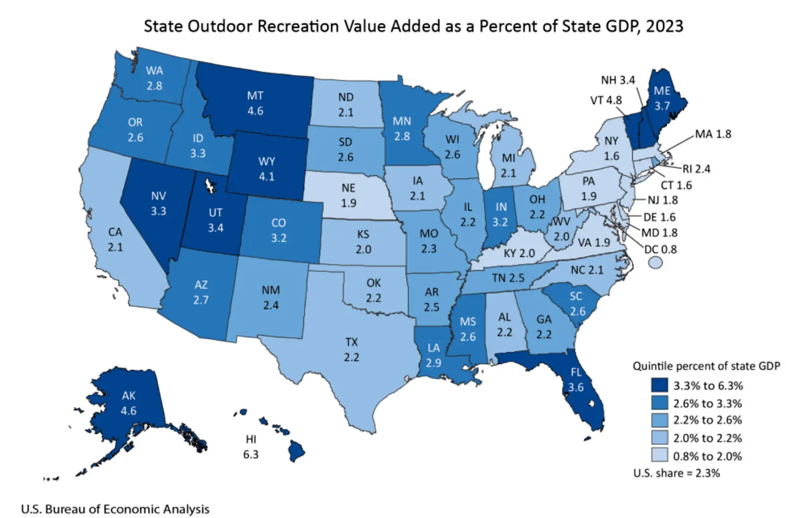 us map outdoor economic output 2023