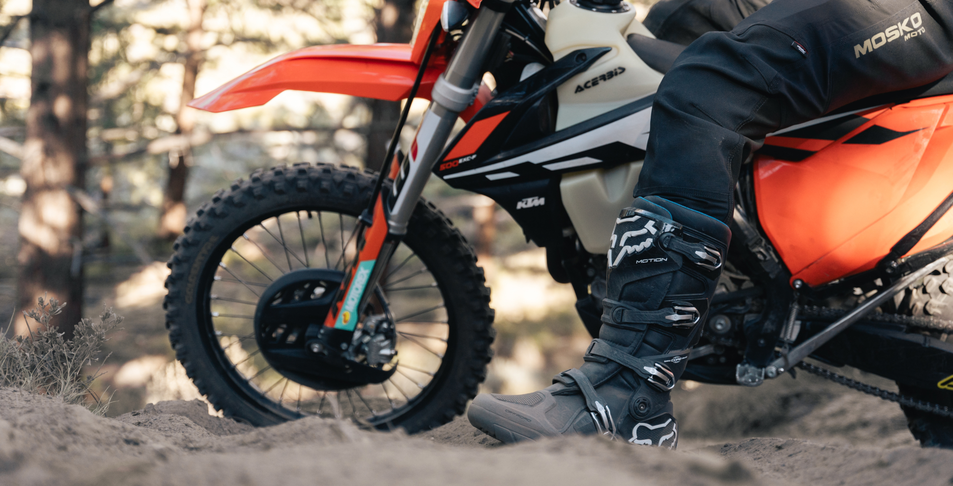 The Fox Racing Motion X Off Road boot has extra tread for off road situations; (photo/Cody Mathison)