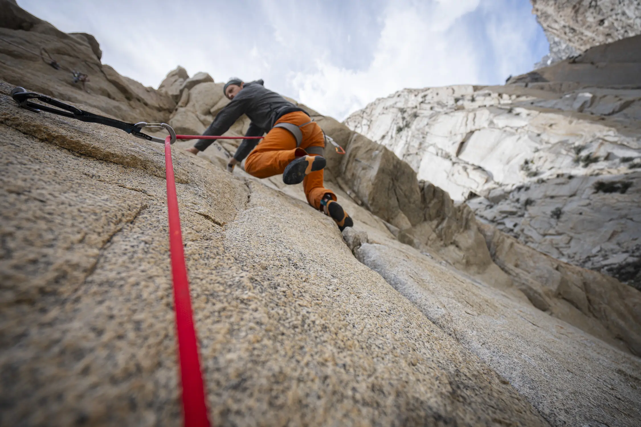 A climber uses the Trango Agility 9.1