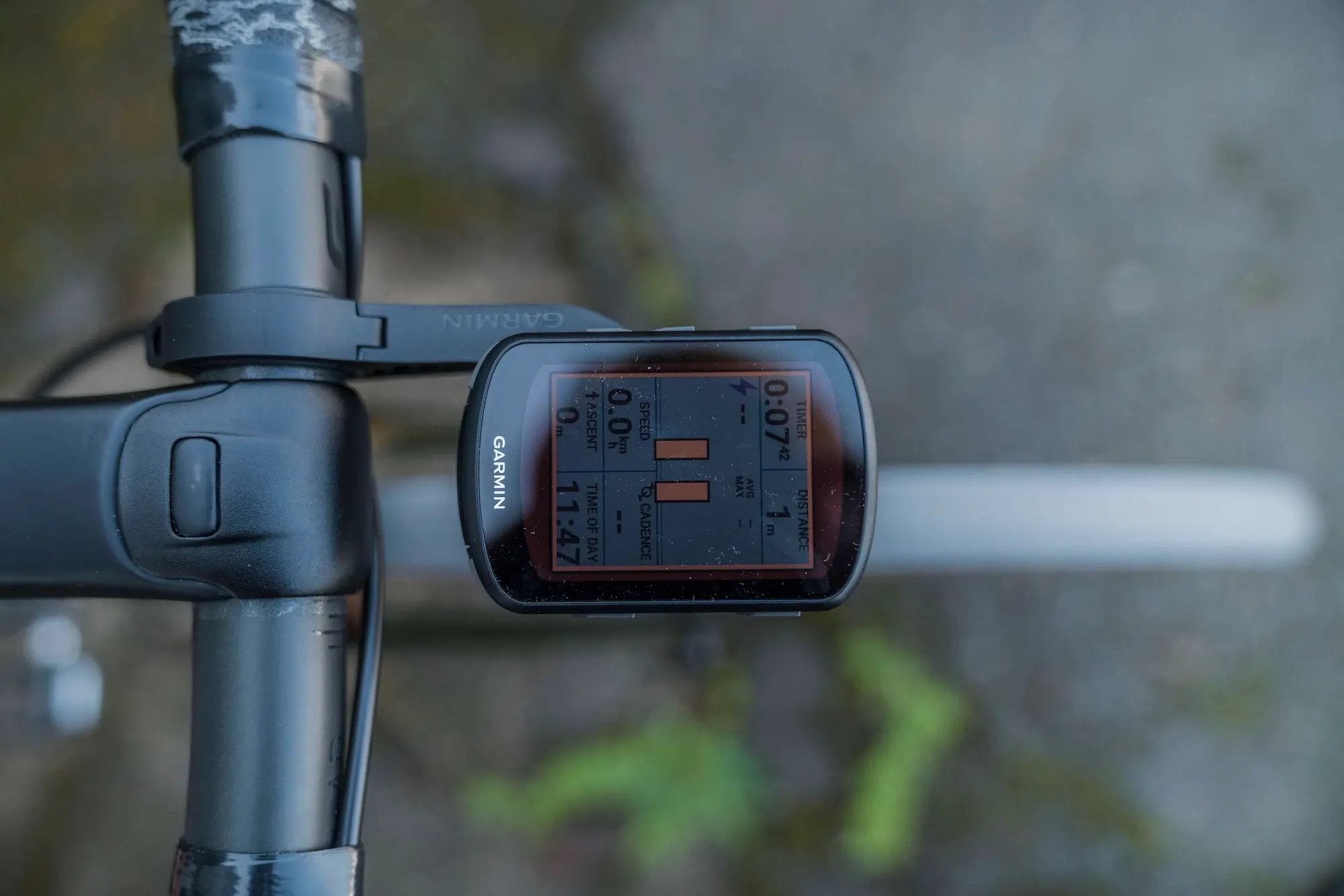 The Garmin 540 Solar bike computer mounted on a road bike