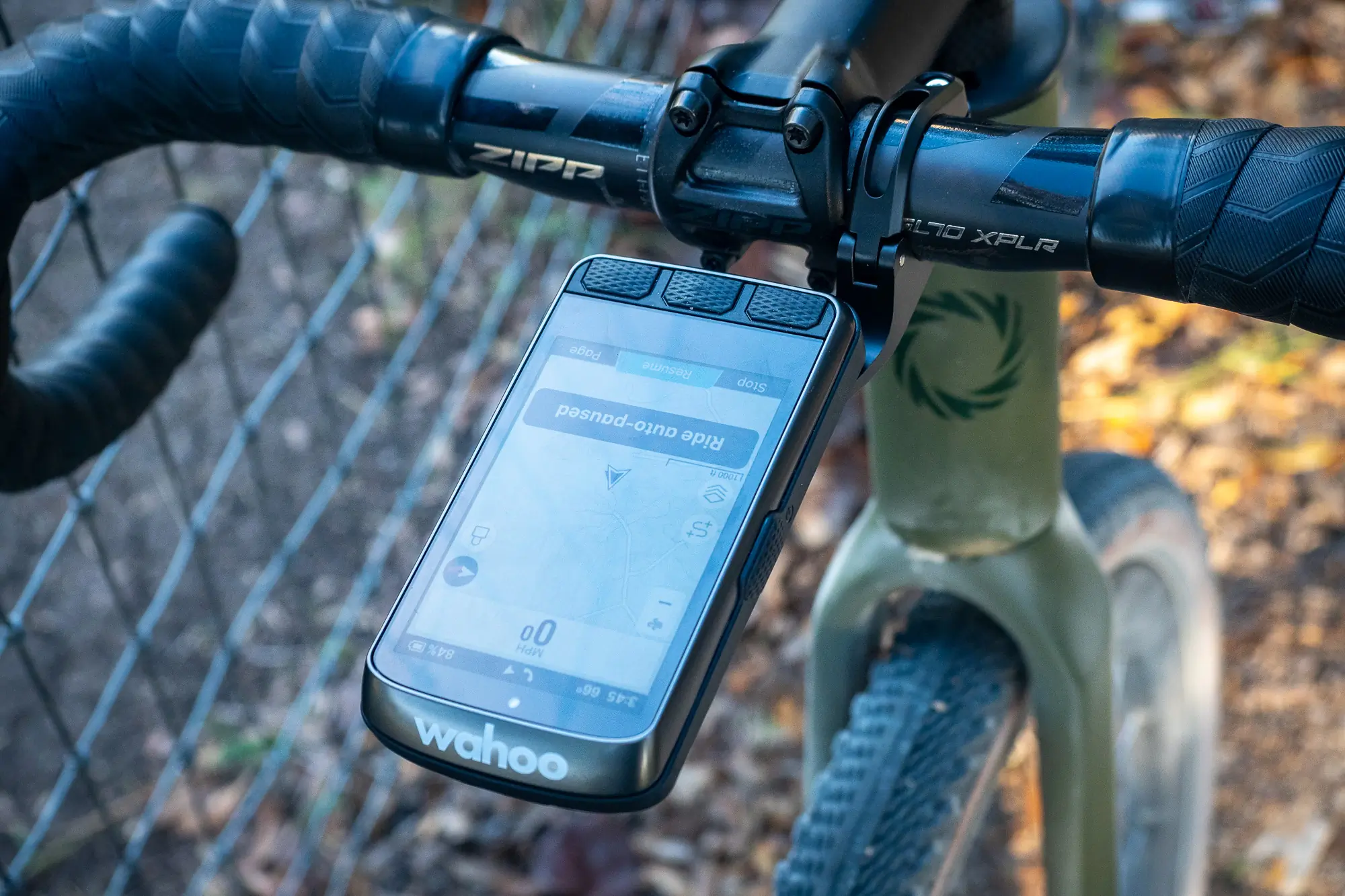 Wahoo ELEMNT Ace bike computer on included mount