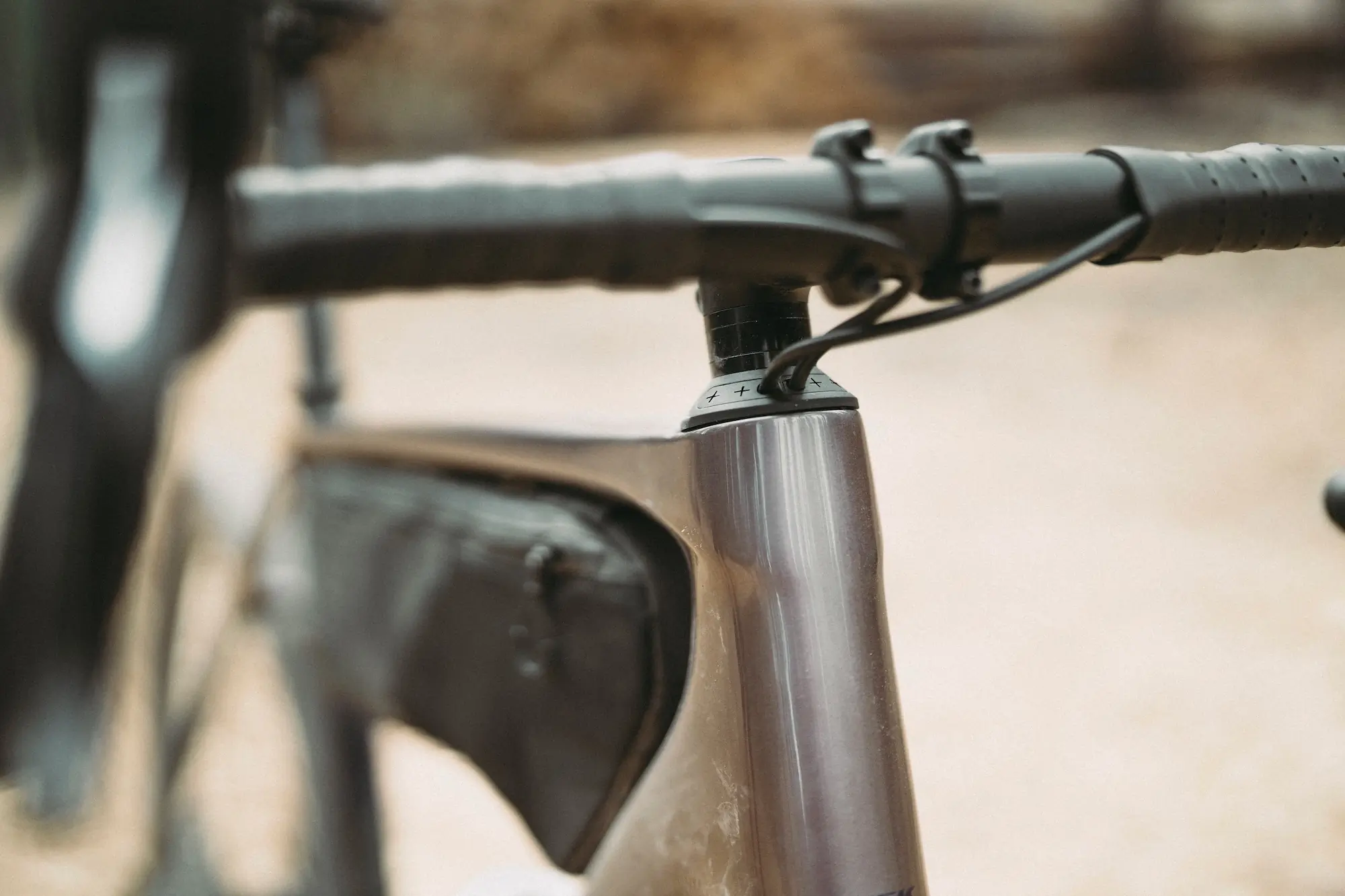 Detail shot of the headset cable routing on the Trek Checkpoint SL Gen 3 frame
