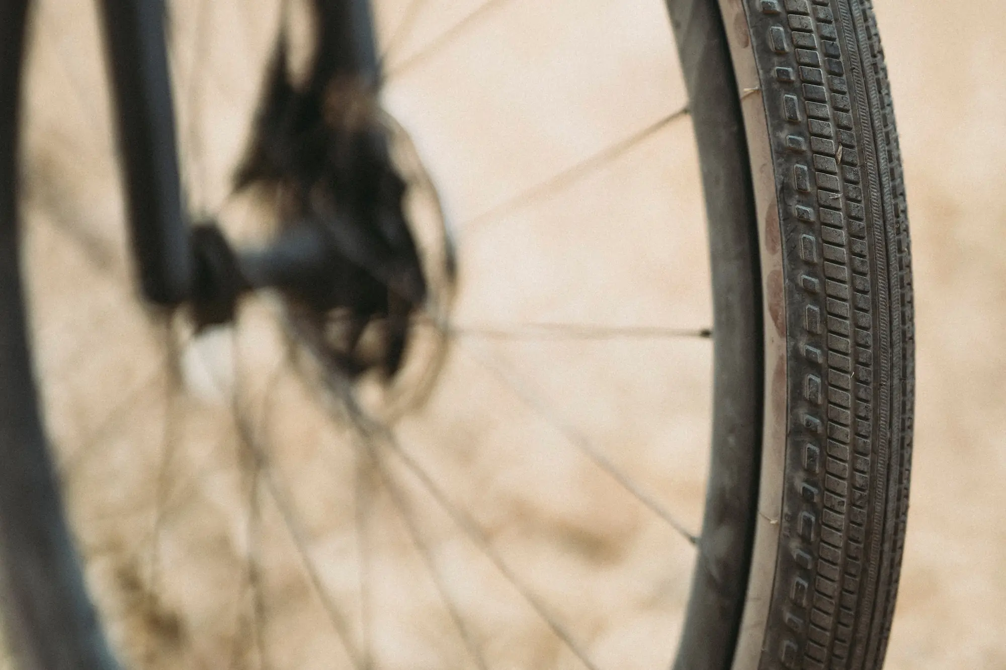 Detail shot of the tread on the Bontrager Girona RSL tires that come on the Trek Checkpoint SL Gen 3 gravel bike