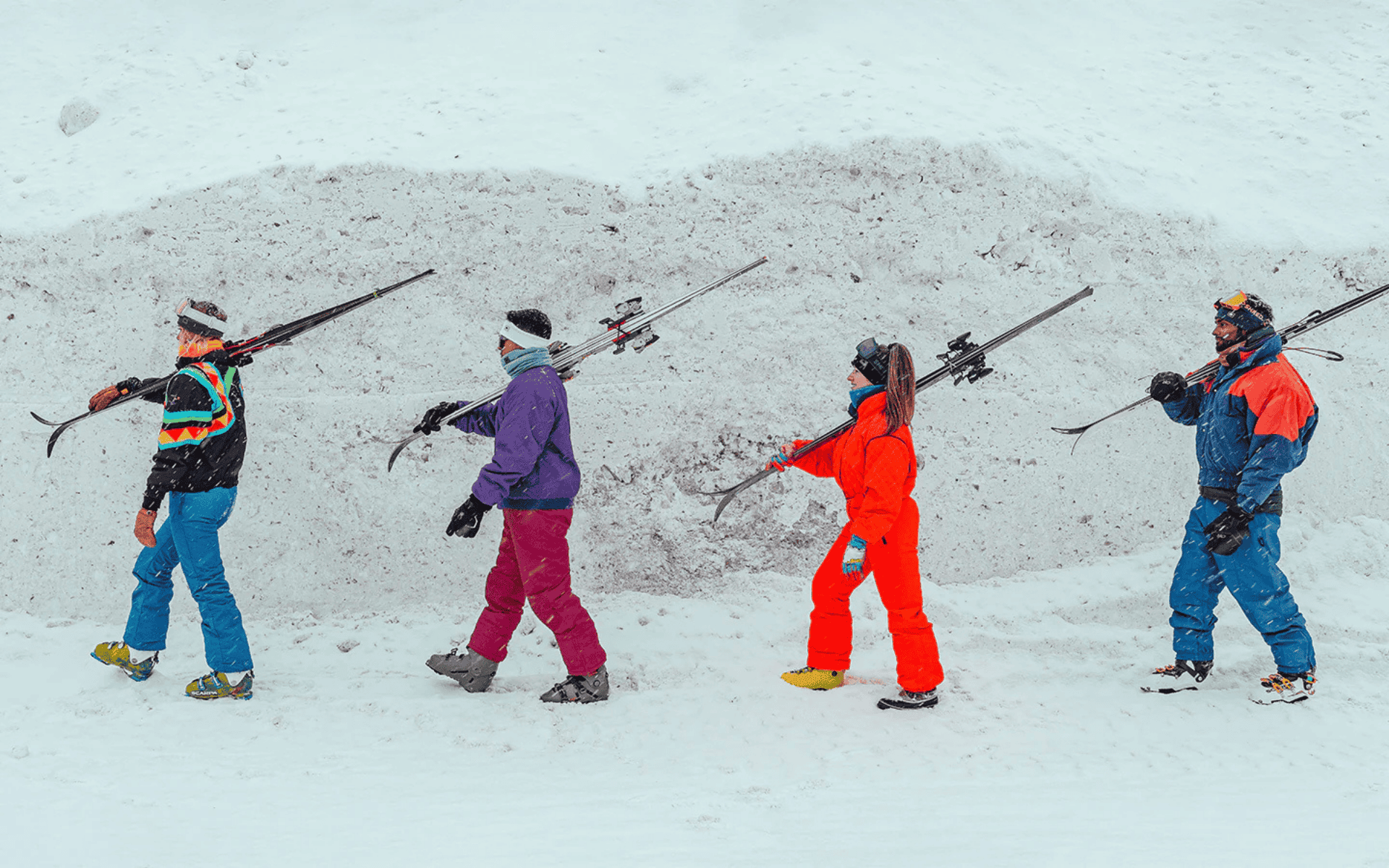 Headed out for skiing fun wearing Turtle Fur layers