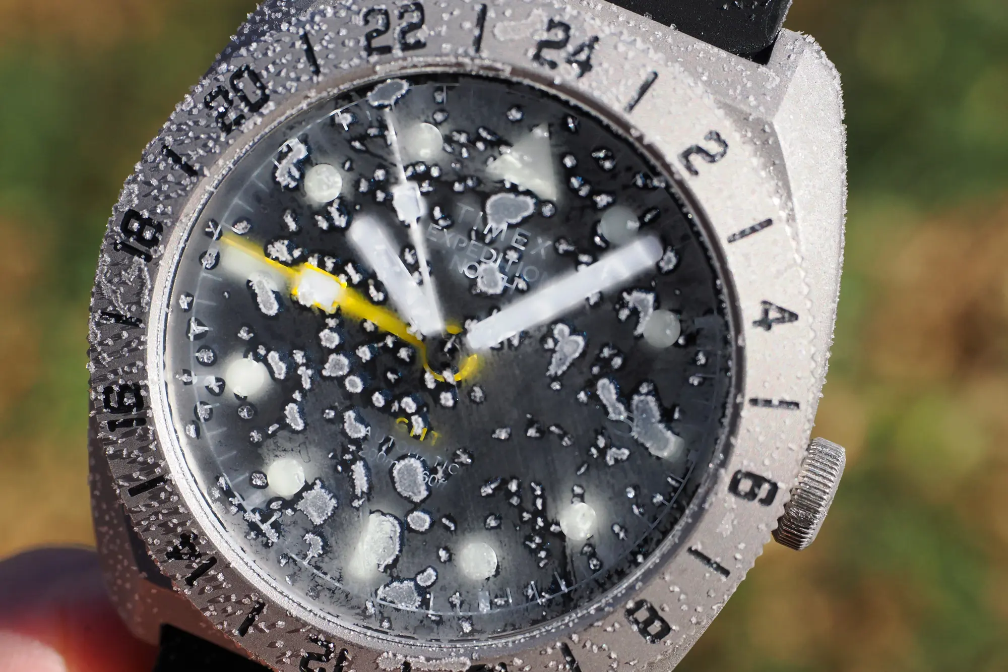 Frost on the watch face