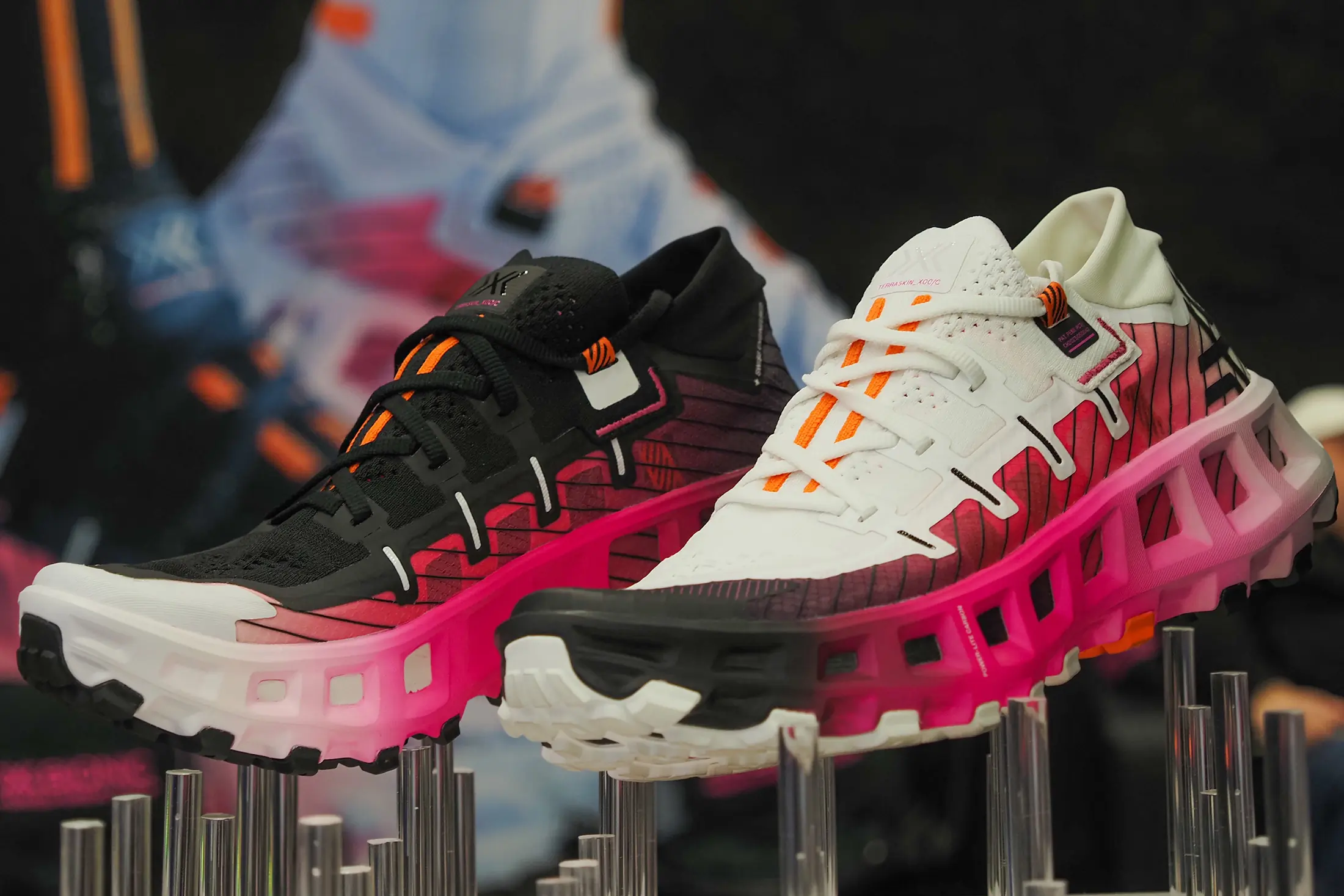 x-bionic terraskin shoes on display at the running event 2024