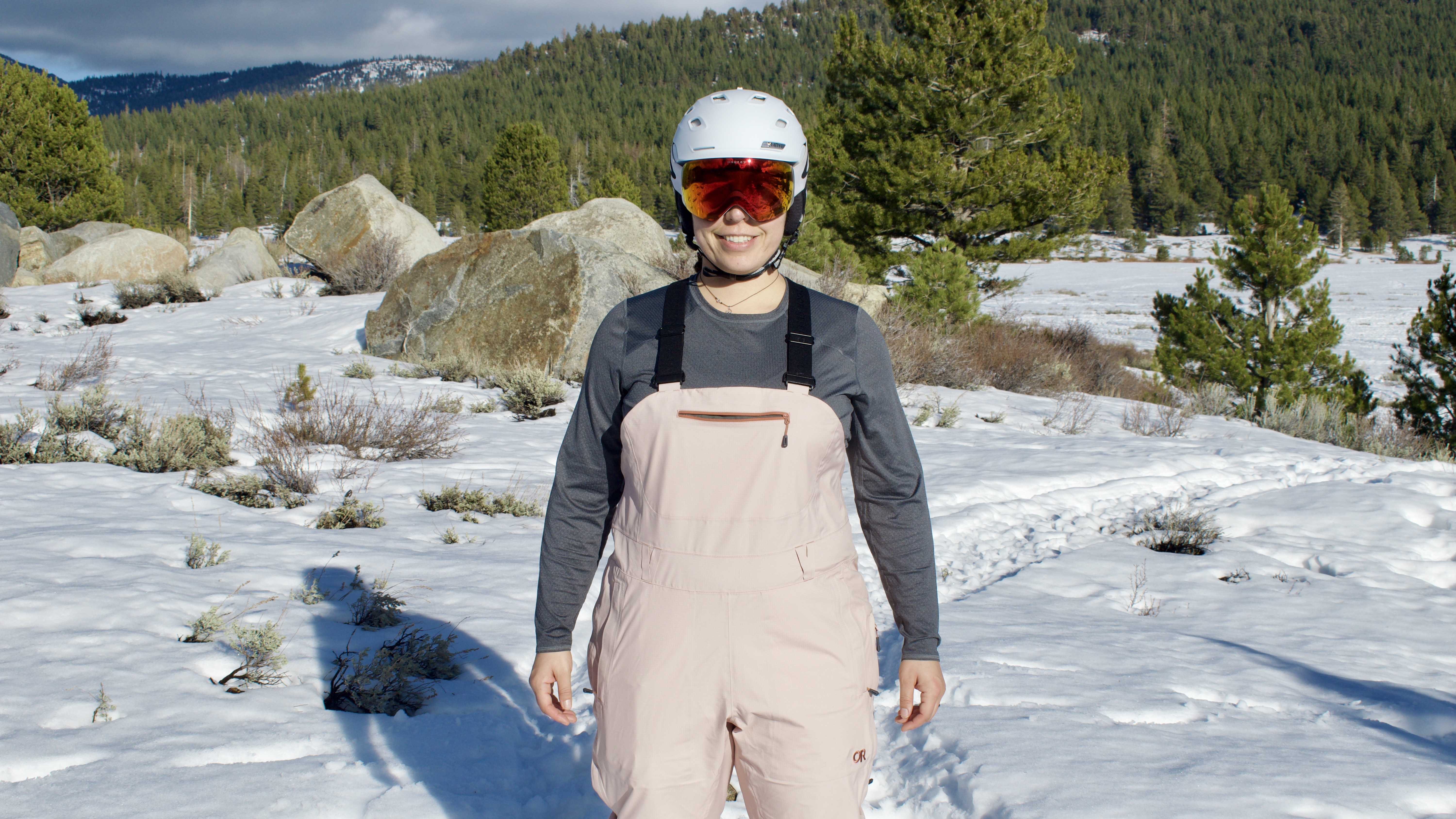 Testing the Outdoor Research Carbide Bibs Women's Plus Size; (photo/Raquel Vélez)