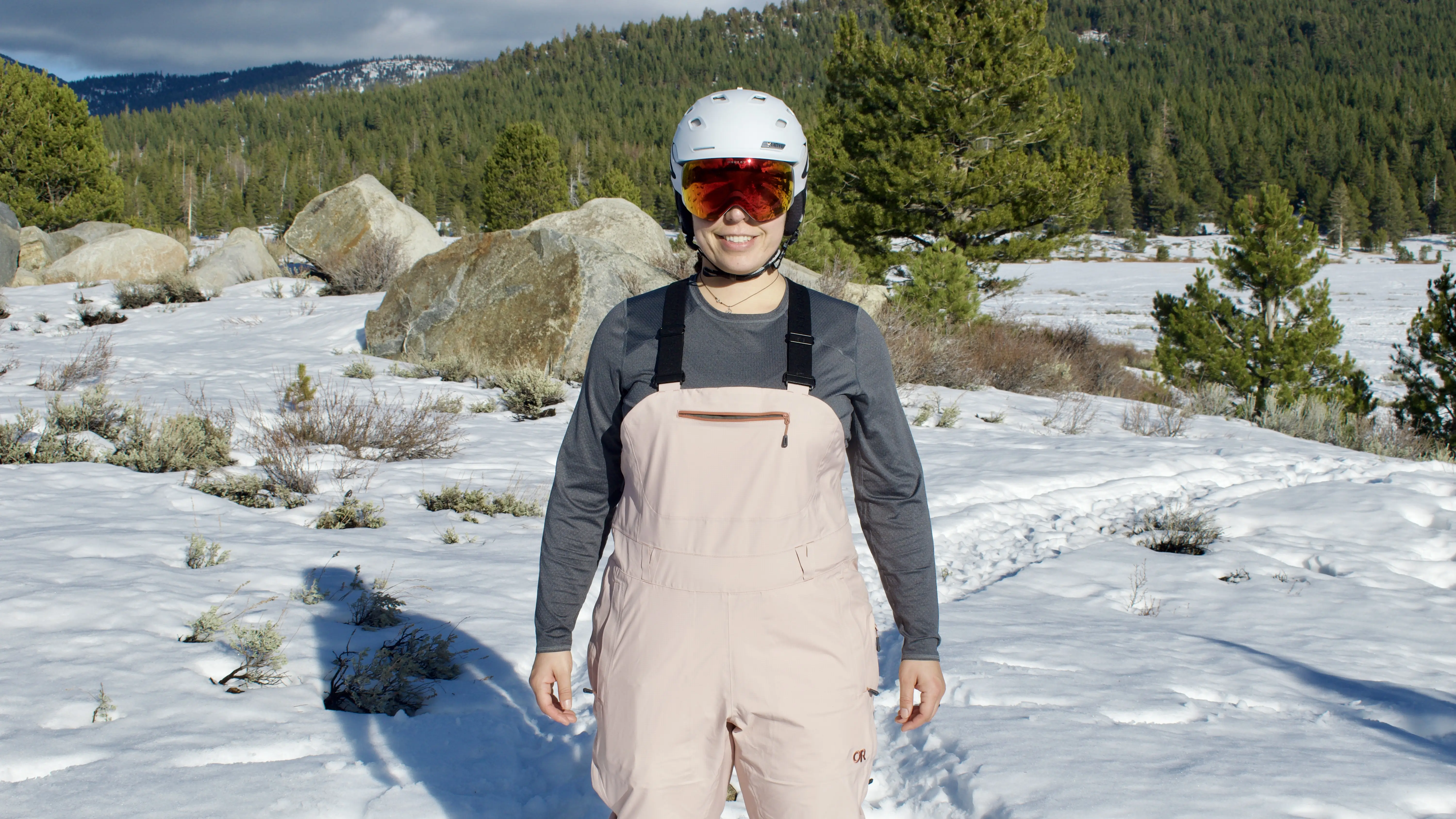 Testing the Outdoor Research Carbide Bibs Women's Plus Size; (photo/Raquel Vélez)