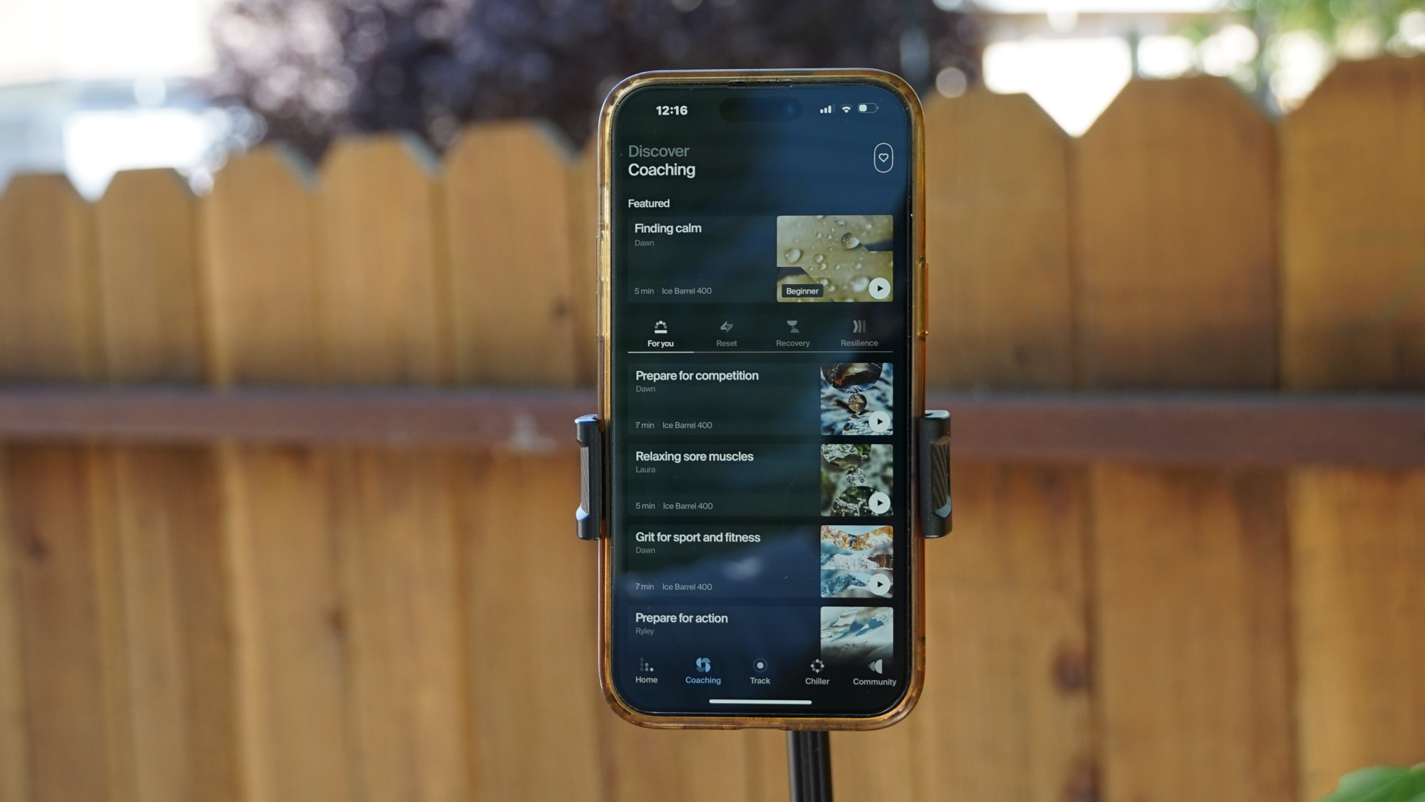 Phone showing ice barrel app