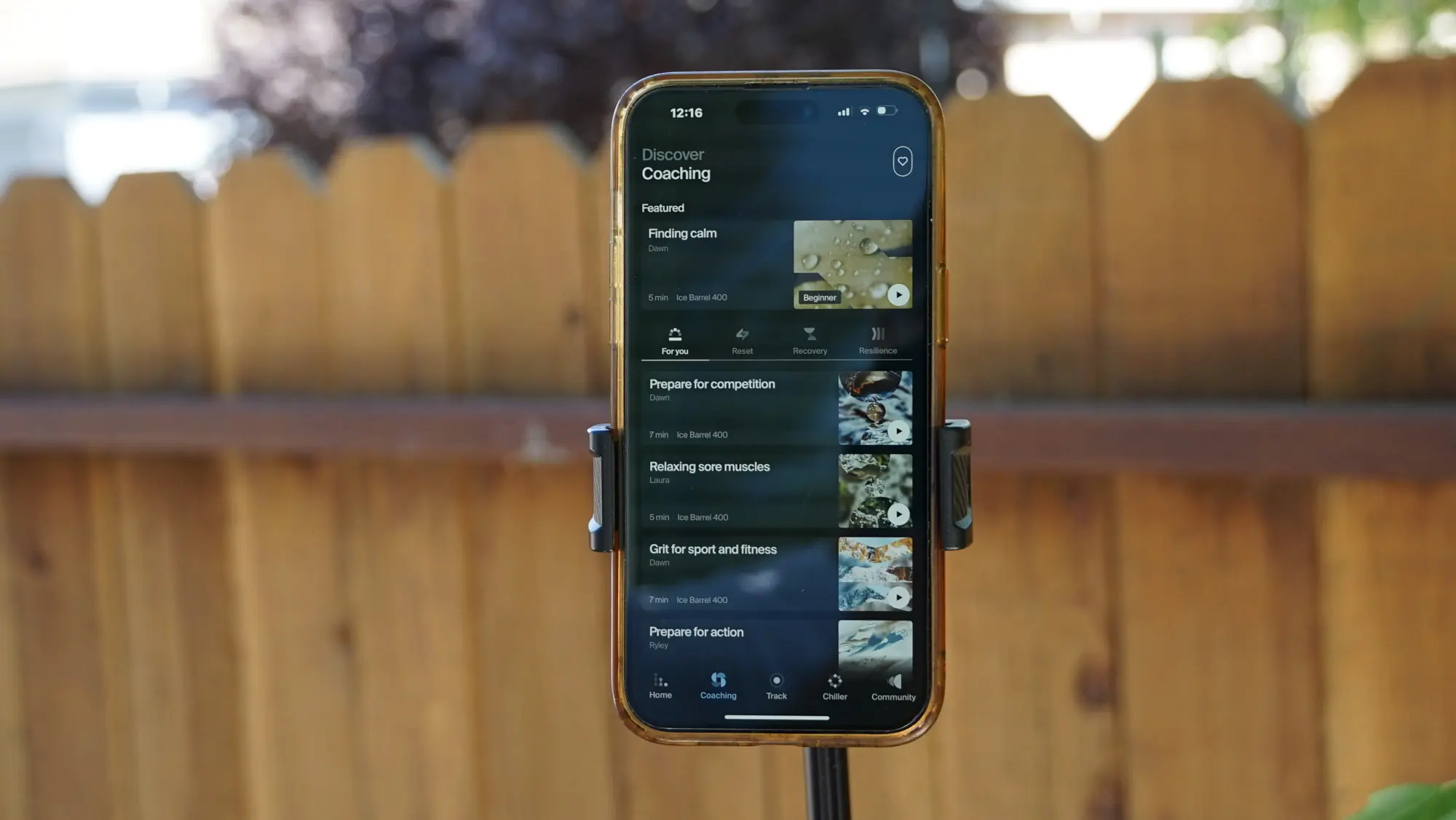 Phone showing ice barrel app